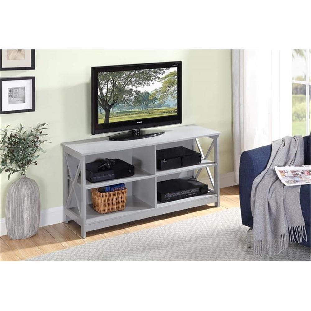 Pemberly Row 50 Inch TV Stand Entertainment Center Console - Modern Gray TV Cabinet for Living Room, Bedroom & Home Theater Setup