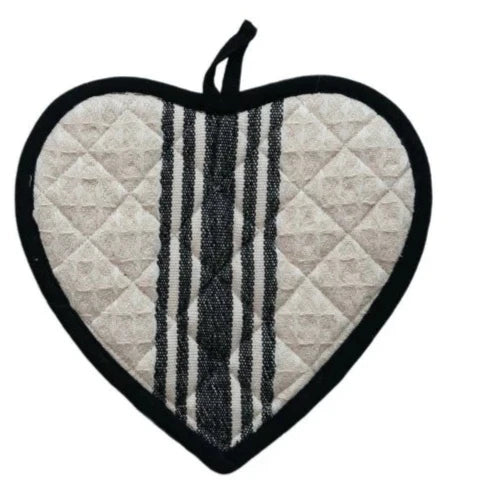 Cotton Quilted Heart Shaped Pot Holder - Heat Resistant Oven Mitt & Kitchen Handle Protector for Baking, Cooking & Serving - Perfect Valentine's Day Gift