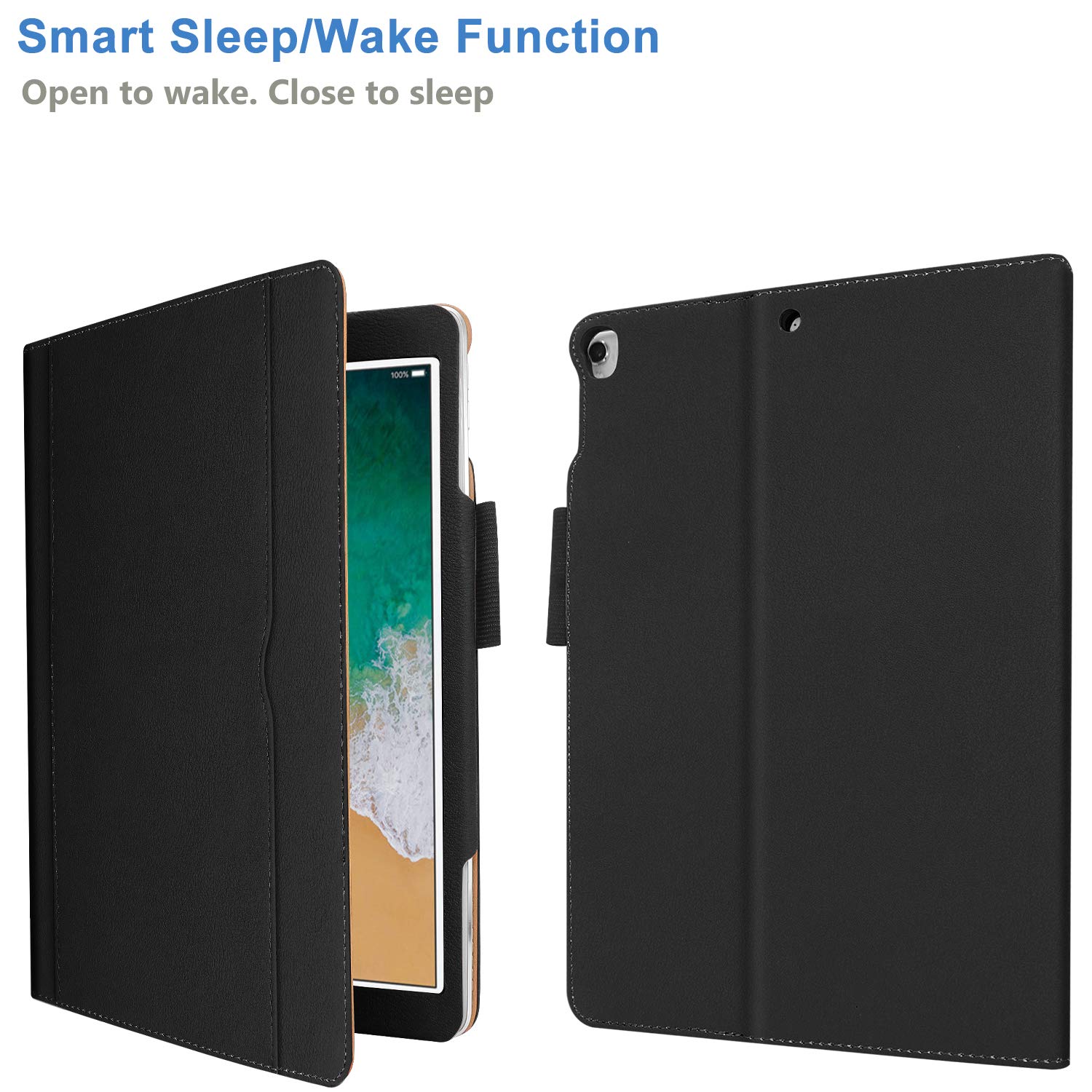 Premium iPad Air 5th/4th Gen Case (2022/2020) & iPad 10.9 Inch Protective Cover with Pencil Holder - Multi-Angle Stand, Hand Strap & Auto Sleep/Wake Function | Perfect for Work, Study & Travel | Durable Black Design