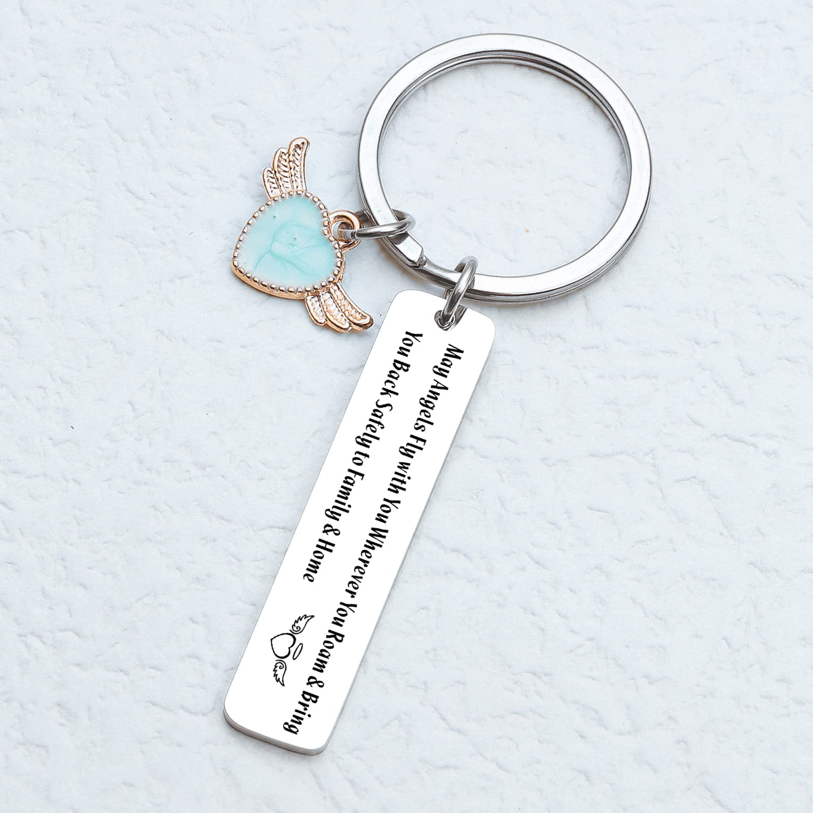 Religious Travel Keychain with Bible Verse - Inspirational Prayer Jewelry for Safe Travels, Long Distance Gift for Loved Ones | Perfect for Road Trips, Airplane Journeys & Daily Commutes