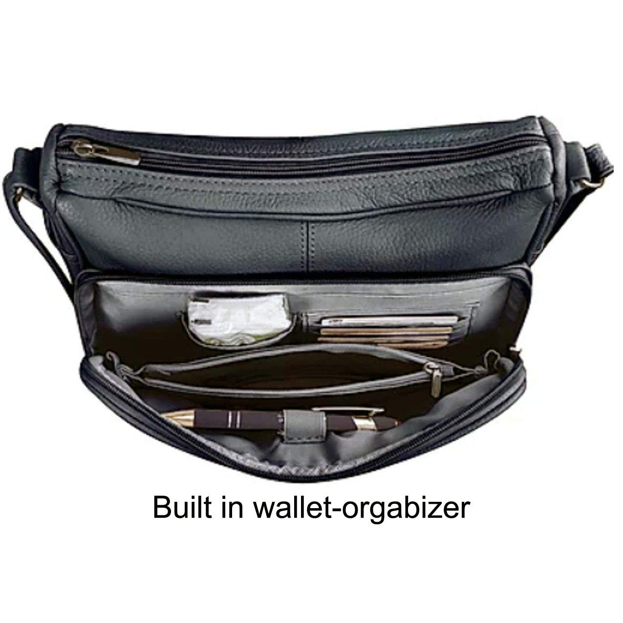 SILVERFEVER Medium Leather Handbag for Women - Stylish Shoulder Bag with Built-in Wallet & Organizer - Perfect for Work, Travel & Everyday Use