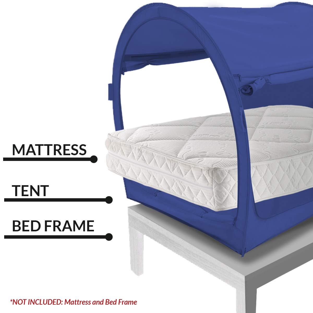 Alvantor Full Size Bed Canopy Tent - Breathable Grey Privacy Sleeping Tent for Adults & Kids, Indoor Pop Up Portable Bed Frame with Curtains, Light Reducing Design - Perfect for Bedrooms, Dorms, Camping (Mattress Not Included)