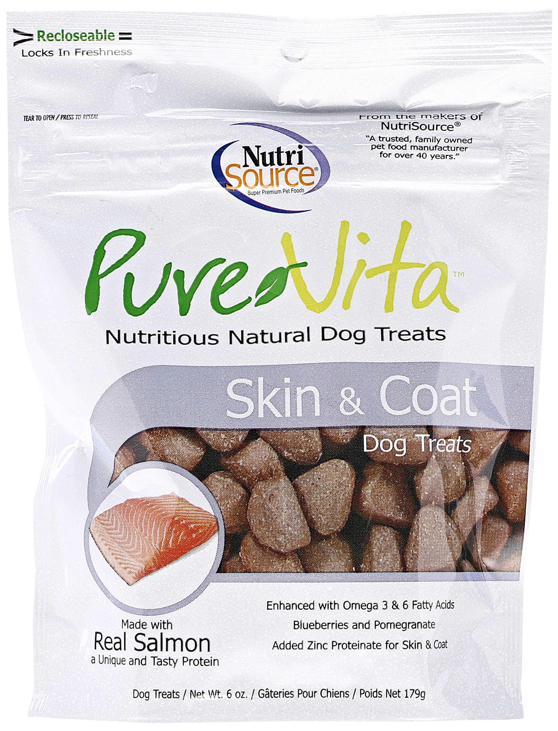 Pure Vita Skin and Coat Dog Treats 6 oz - Natural Salmon Flavor for Healthy Skin & Shiny Coat - Perfect for Training, Rewards & Daily Supplements