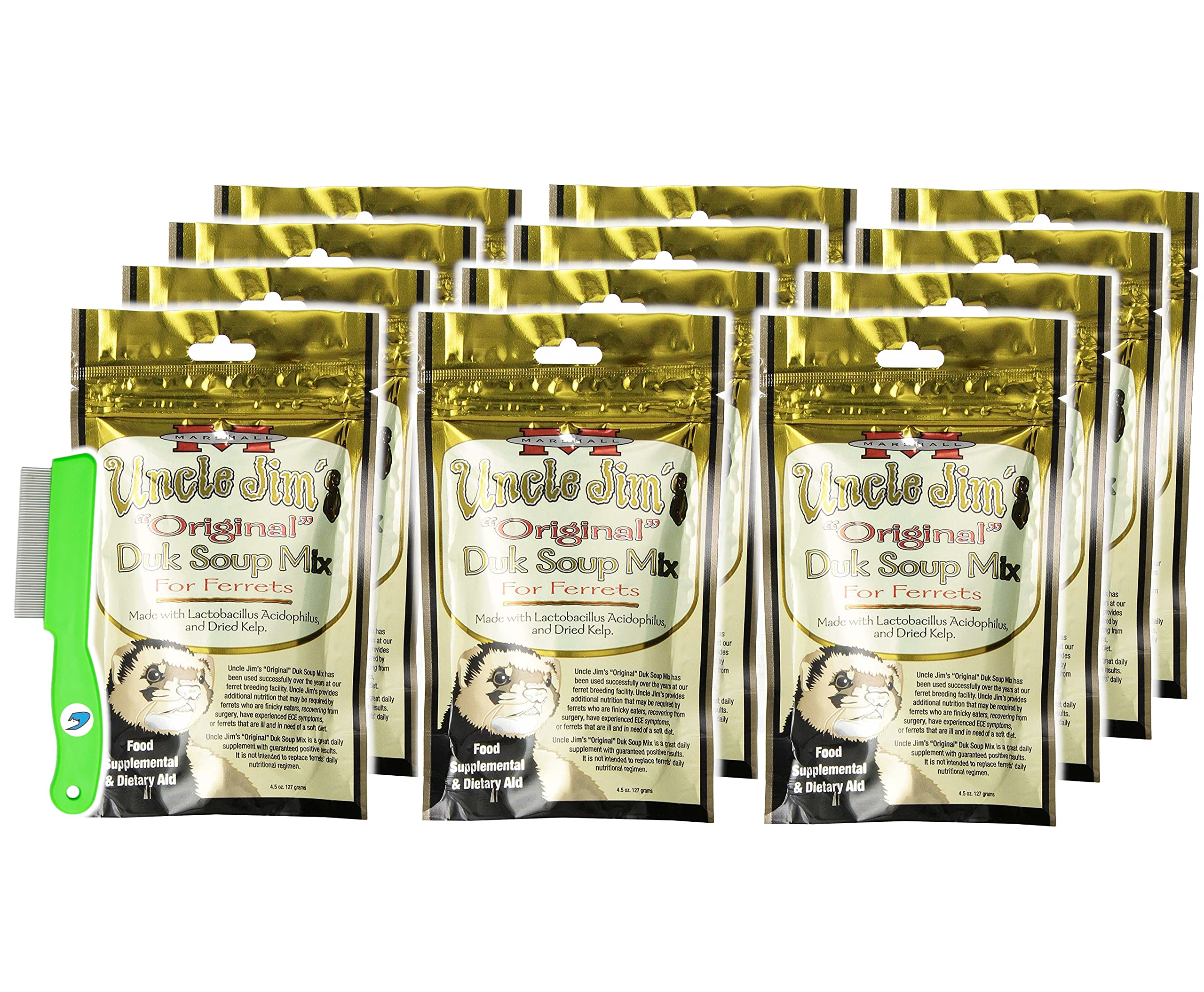 Marshall Uncle Jim's Original DUK Soup Mix for Ferrets - High Protein Nutritional Supplement (12 Pack) - Perfect for Small Pets Like Ferrets, Hedgehogs & Sugar Gliders - Ideal for Digestive Health & Weight Gain