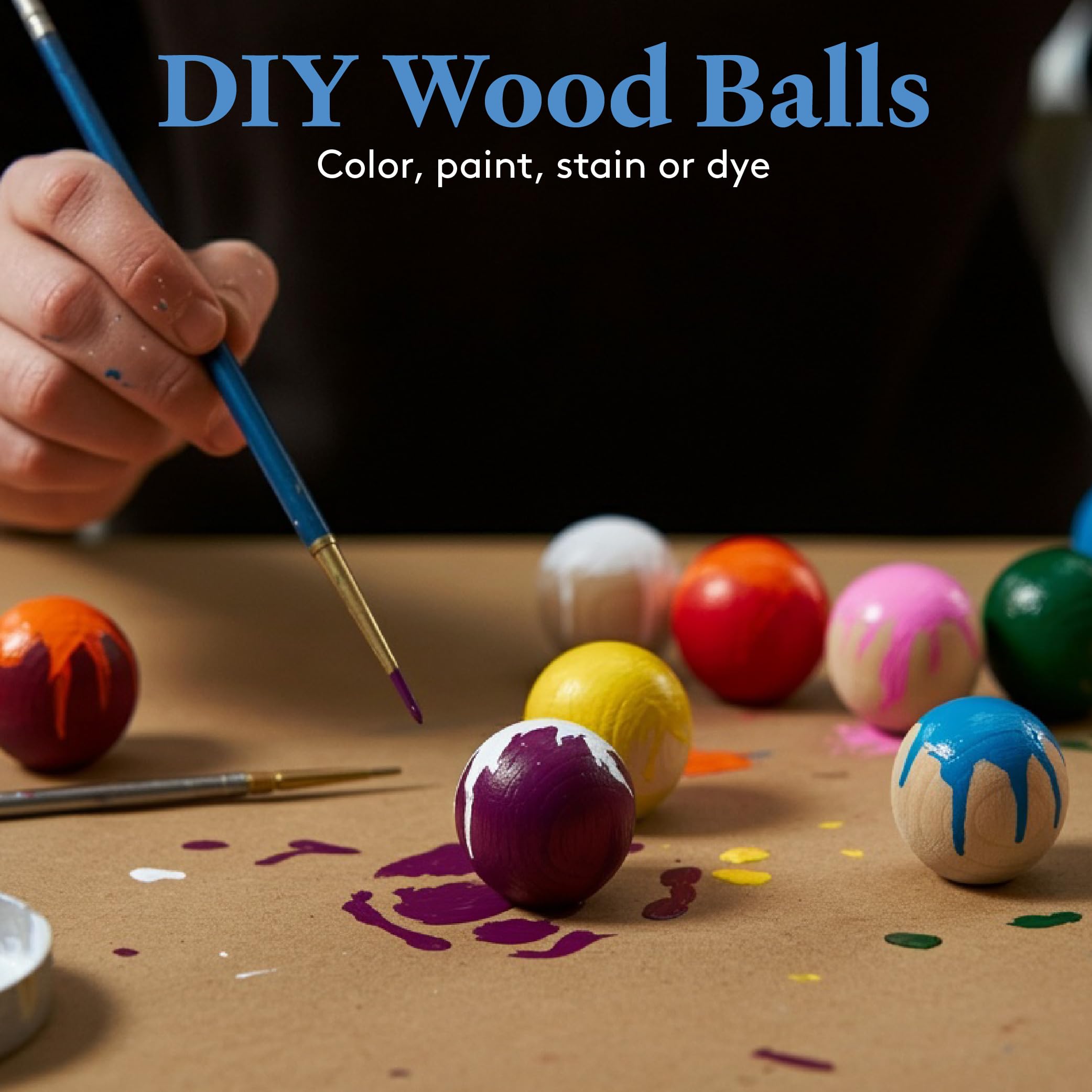 1.5 Inch Unfinished Hardwood Birch Wooden Round Balls - Pack of 250 for DIY Crafts, Woodworking, Home Decor & Kids Projects - Perfect for Christmas Ornaments, Garland Making & Creative Art Supplies (1.5