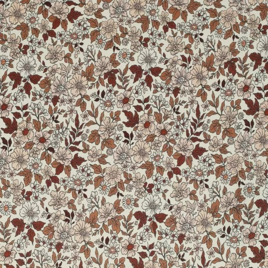 Vintage Floral Cotton Poplin Fabric - Soft & Breathable Material for Dresses, Shirts & DIY Sewing Projects | Perfect for Spring & Summer Fashion
