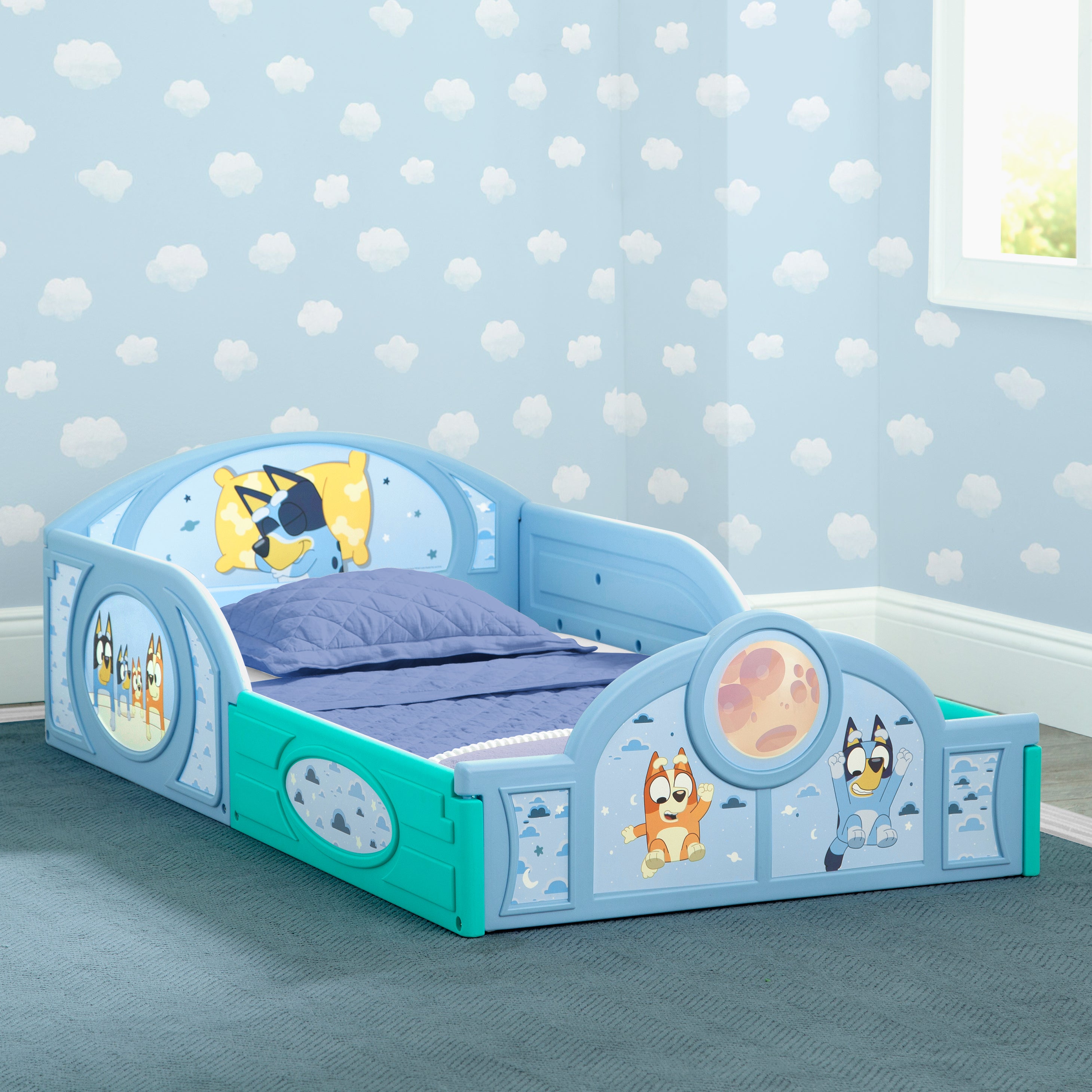 Bluey Toddler Bed with Built-In Guardrails - Safe & Comfortable Sleep Solution for Kids | Perfect for Bedrooms, Daycare & Playrooms