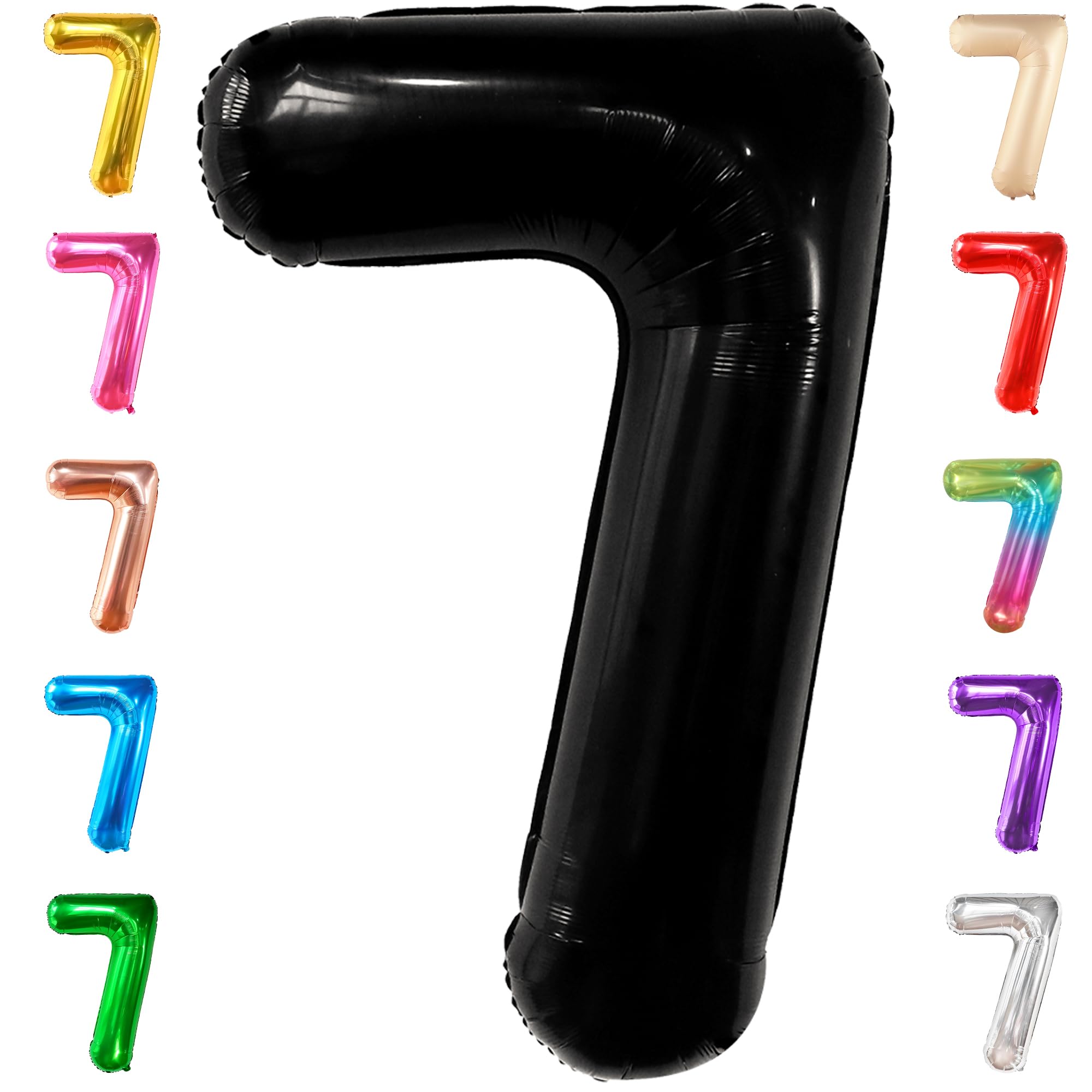 KatchOn 40 Inch Giant Number 7 Balloon - Black Birthday Party Decor for 7 Year Old Boys & Girls - Perfect for Birthday Celebrations, Photo Backdrops & Party Decorations