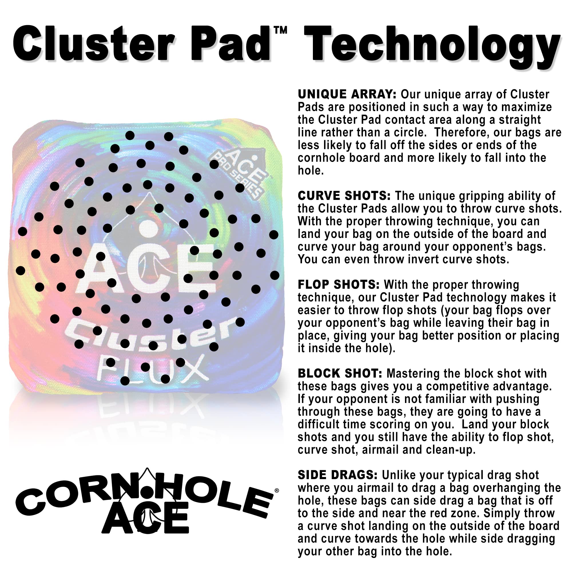 Ace Clusters | ACE Pro Cornhole Bags + PRO Kits Set of 4 | Premium Cluster Pad Technology | Dual-Sided All-Weather Slick Stick | Optional Break-In & Carrying Case | Perfect for Backyard Games, Tailgating & Outdoor Parties