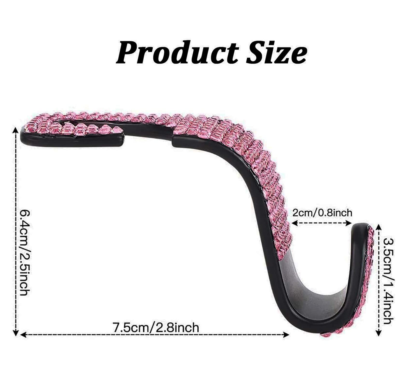 Pink Diamond Bling Rear View Mirror Cover & 2PCS Car Seat Hooks - Universal Car Accessories for Women & Girls | Perfect for Car Interior Decoration & Gift Giving