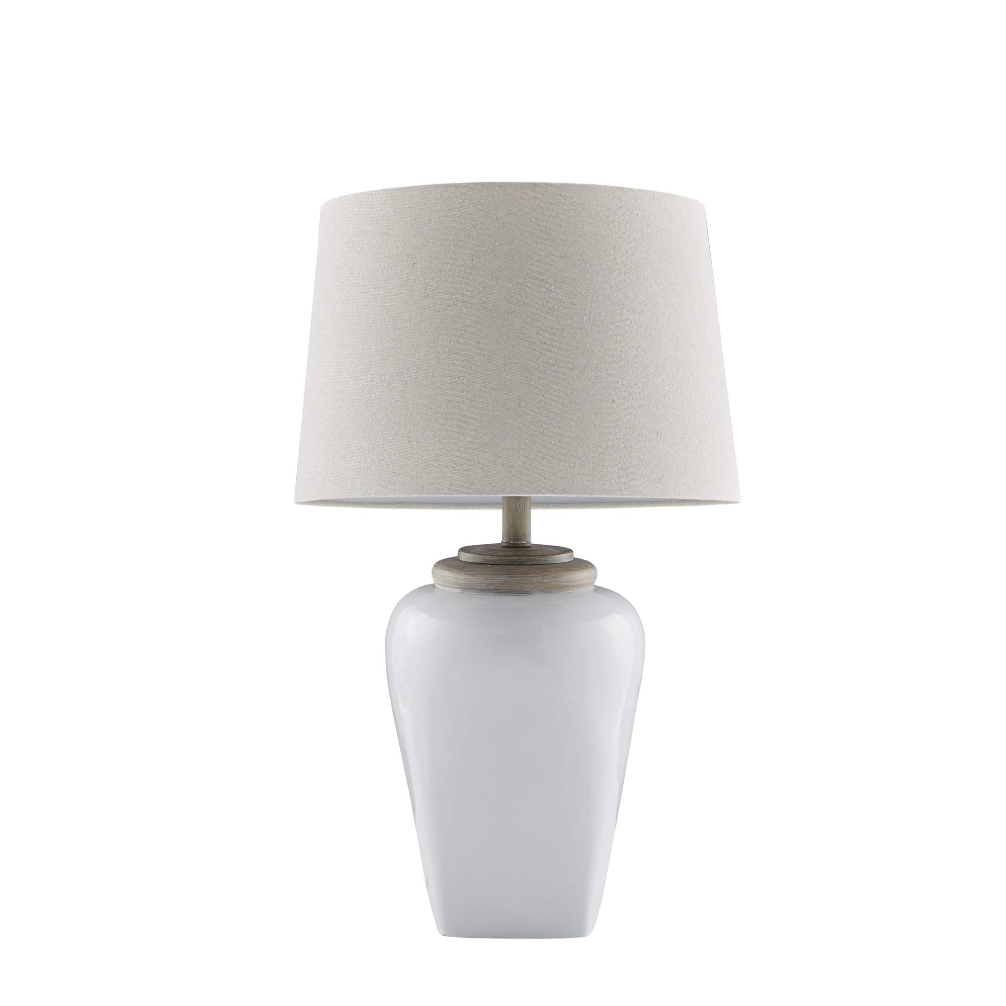 INK+IVY Jemma Table Lamp - Modern Ceramic Base with Tapered Drum Shade, 15