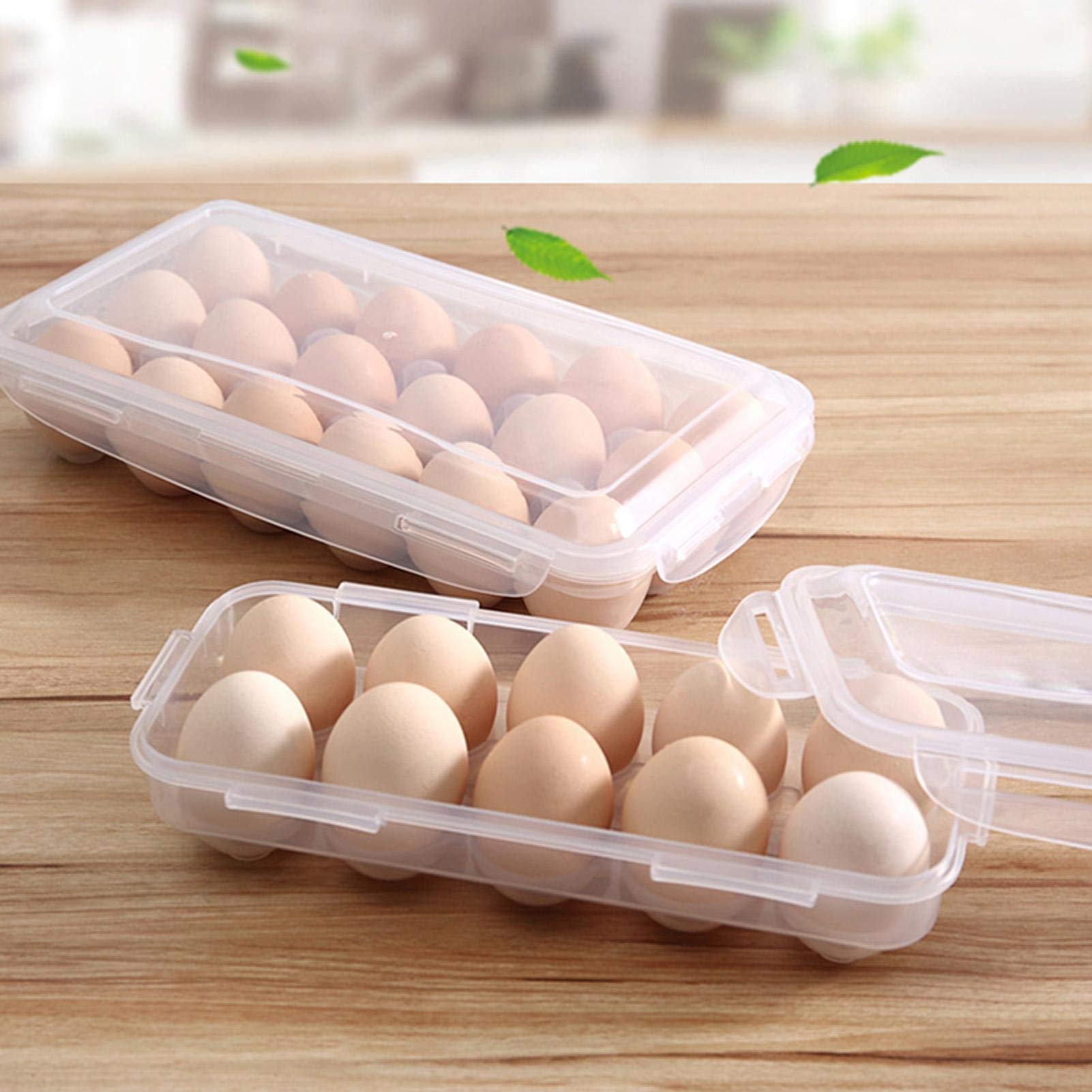 Stackable Plastic Egg Holder for Refrigerator - 18 Egg Tray with Lid for Fridge Storage | Perfect for Deviled Eggs, Meal Prep & Organized Kitchen