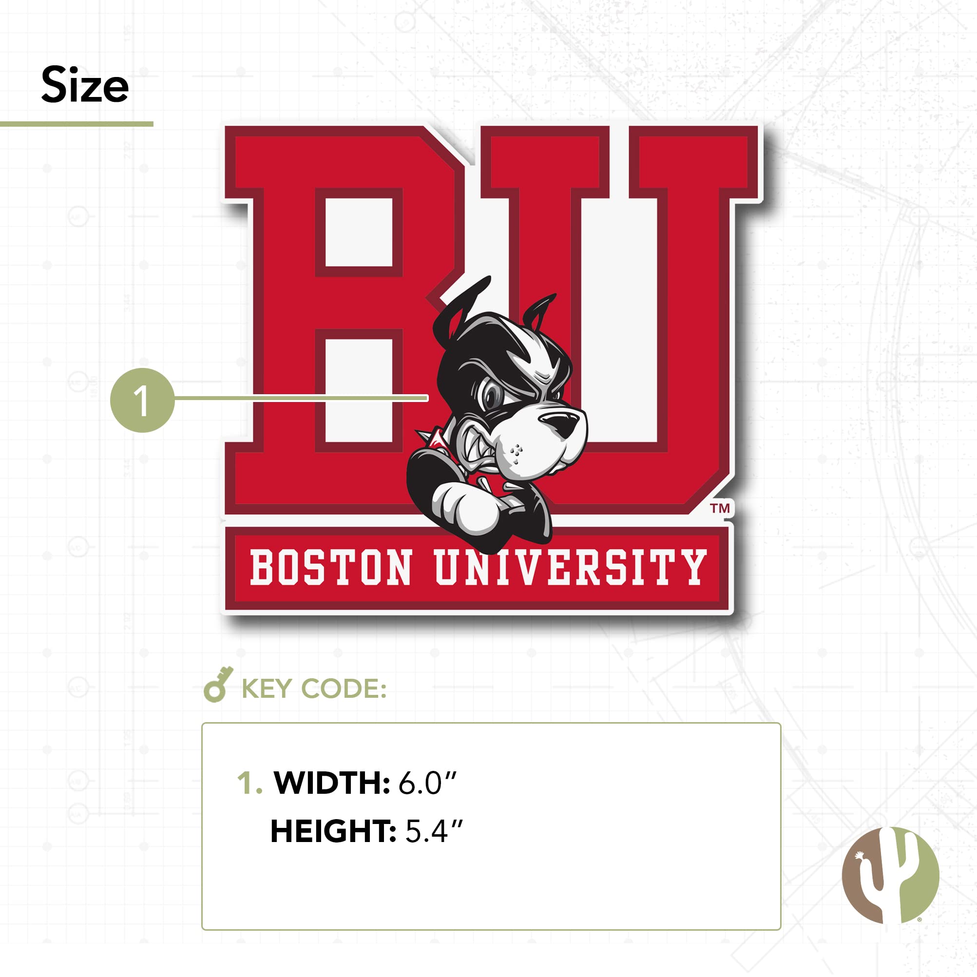 Boston University Terriers BU Desert Cactus Vinyl Decal Sticker - Waterproof Laptop, Water Bottle, Car, Scrapbook Decor - Perfect for College Students, Alumni & Fans (1-Pack)