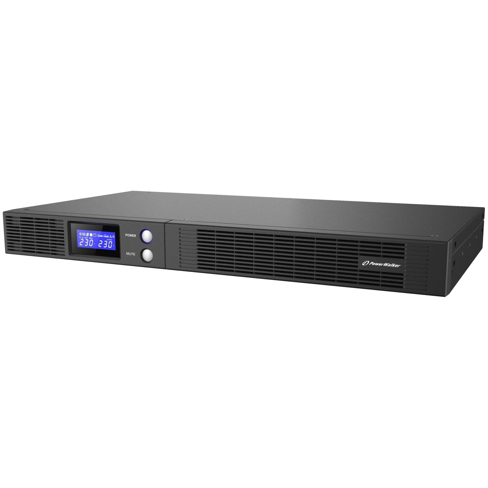 PowerWalker VI 1000 R1U UPS Battery Backup - 1000VA/600W Uninterruptible Power Supply with 4 AC Outlets for Home Office, Computer, Router & Electronics Protection