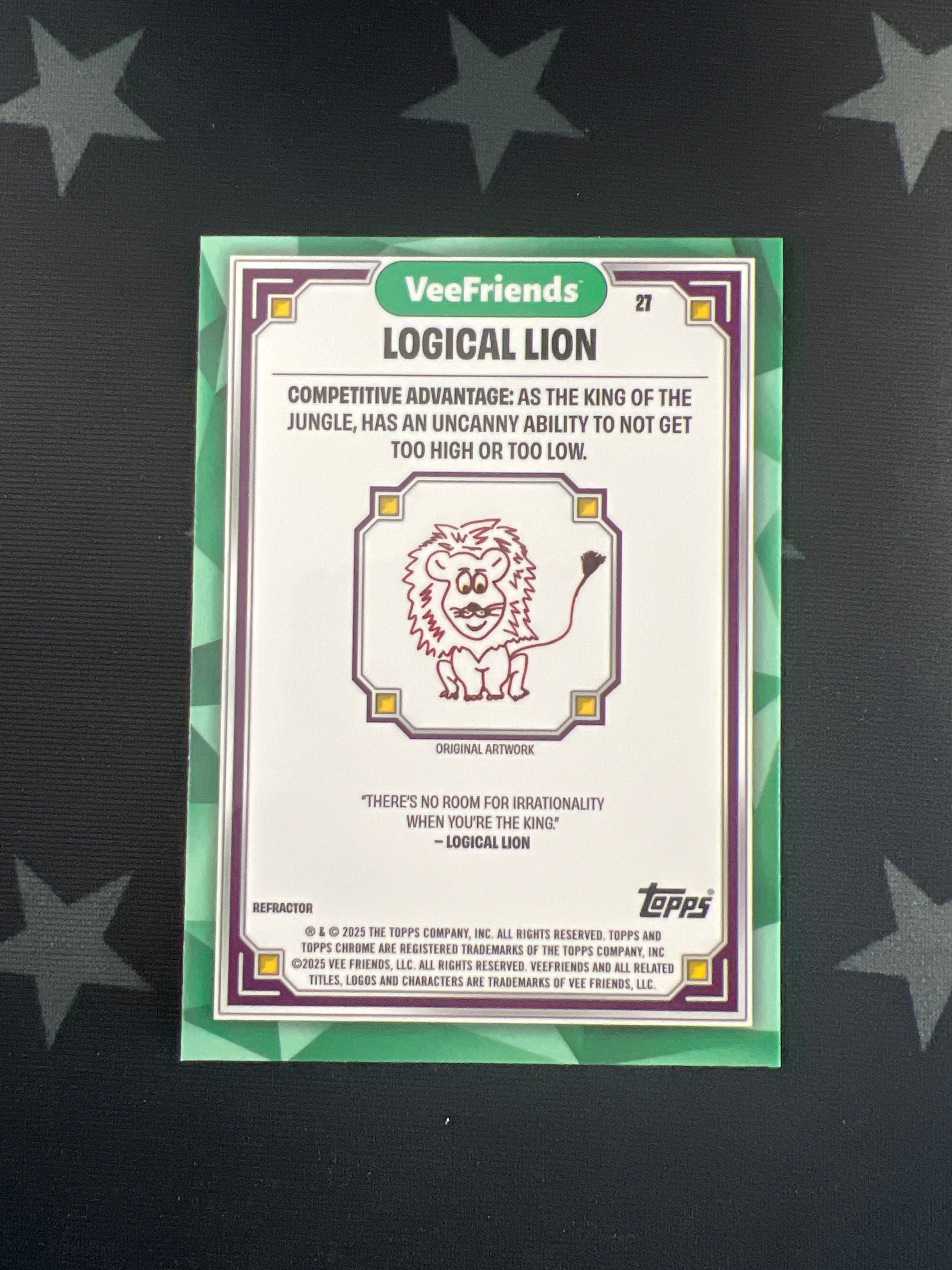 2025 Topps Chrome VeeFriends Logical Lion #27 Refractor Trading Card - Rare Collectible for Sports Fans & Investors | Perfect for Display, Trading, and Investment Portfolios