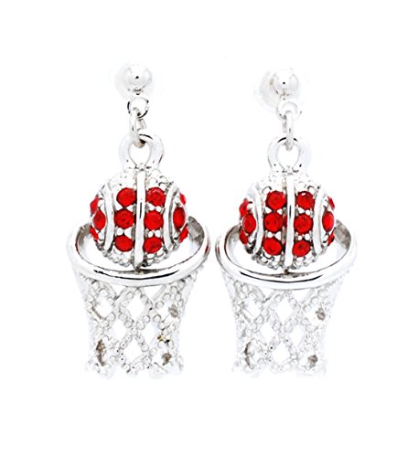 Crystal Basketball Hoop Post Earrings - Sparkling Dangle Earrings for Women - Perfect for Sports Fans, Game Day, and Casual Wear