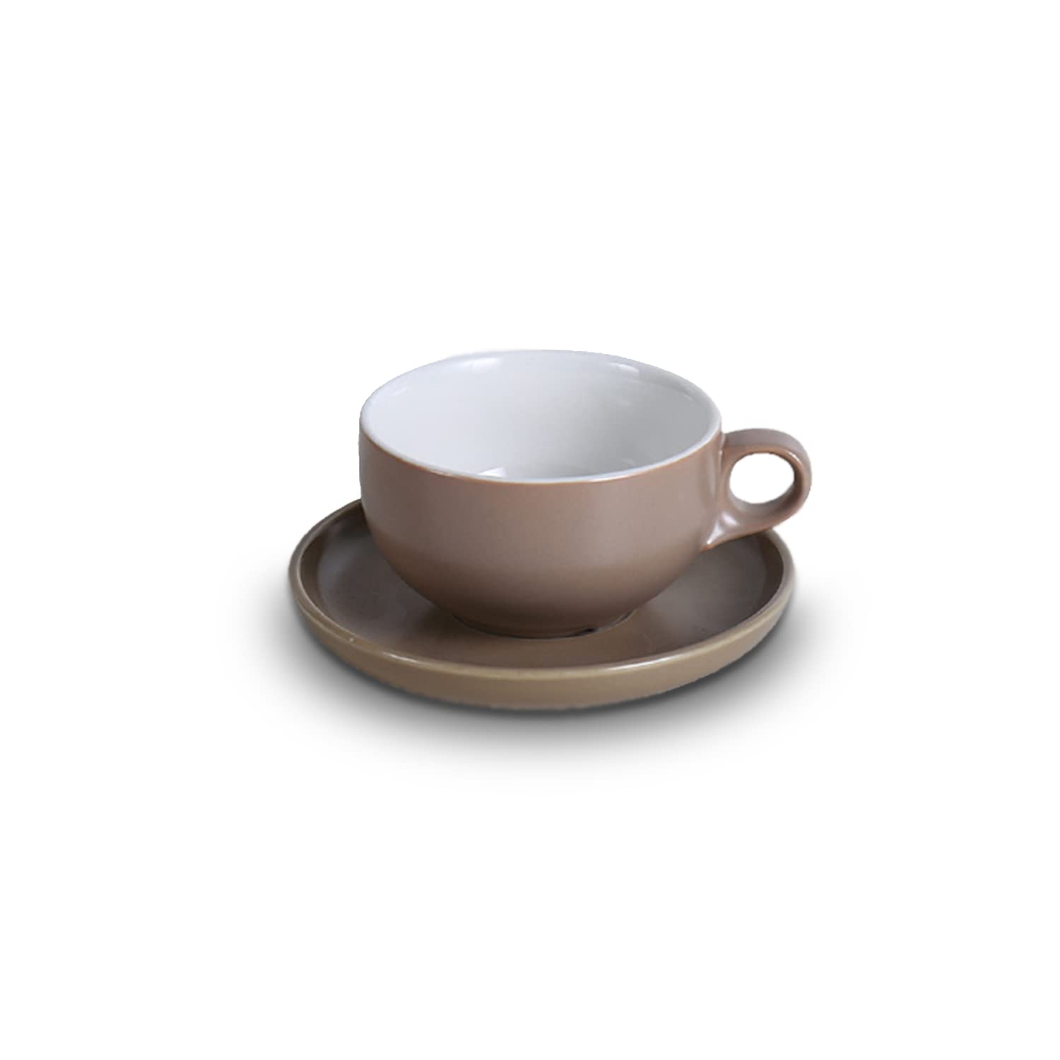 ABHOME 6oz Ceramic Coffee Cup and Saucer Set - Brown Cappuccino, Tea, Latte & Espresso Cups - Perfect for Home, Office, Cafe and Gift Giving