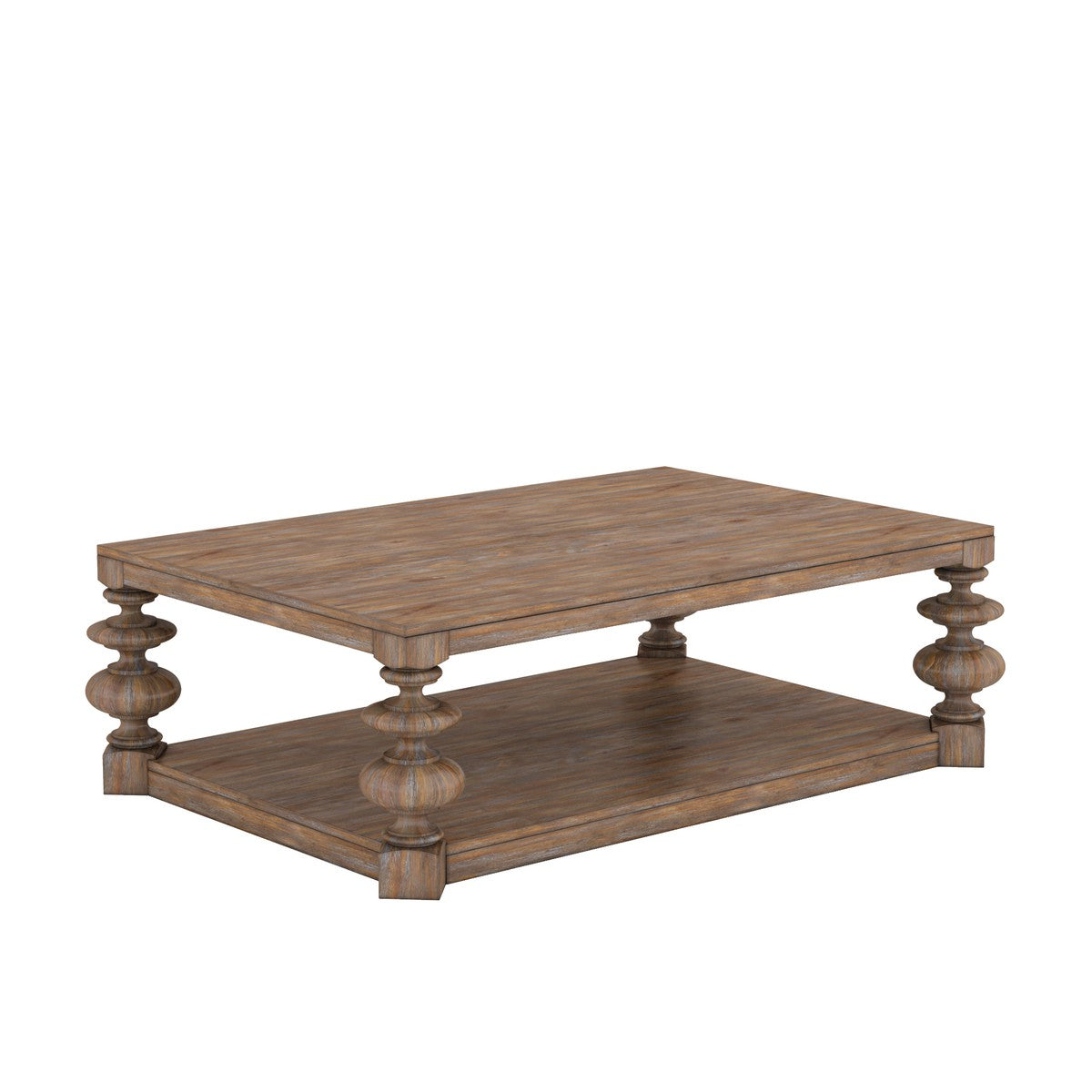 Modern Rectangular Cocktail Table with Architrave Design - Solid Wood Coffee Table in Rich Brown Finish - Perfect for Living Room, Lounge or Office Decor