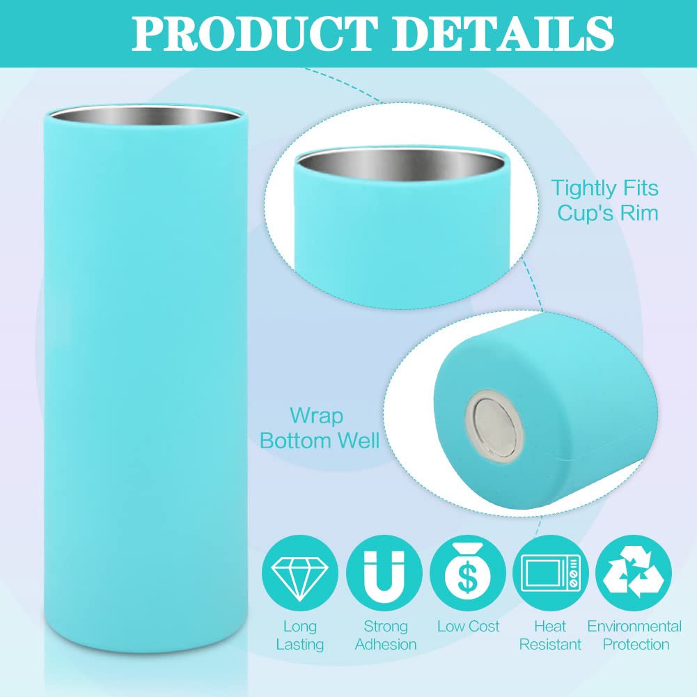 Heat Resistant Sublimation Tumblers Silicone Wraps Kit - 20 oz Skinny Straight Cup Wraps with Oven Safe Gloves & Transfer Tapes - DIY Custom Tumbler Design for Gifts, Promotions & Home Use