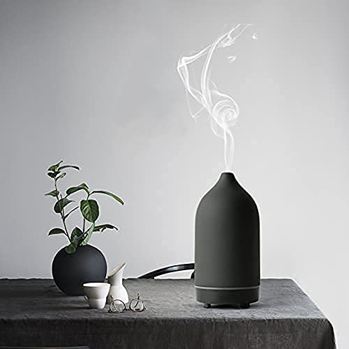 Black Ceramic Essential Oil Diffuser & Humidifier - 160ml Ultrasonic Aromatherapy Diffuser for Home, Office, Yoga & Spa Relaxation