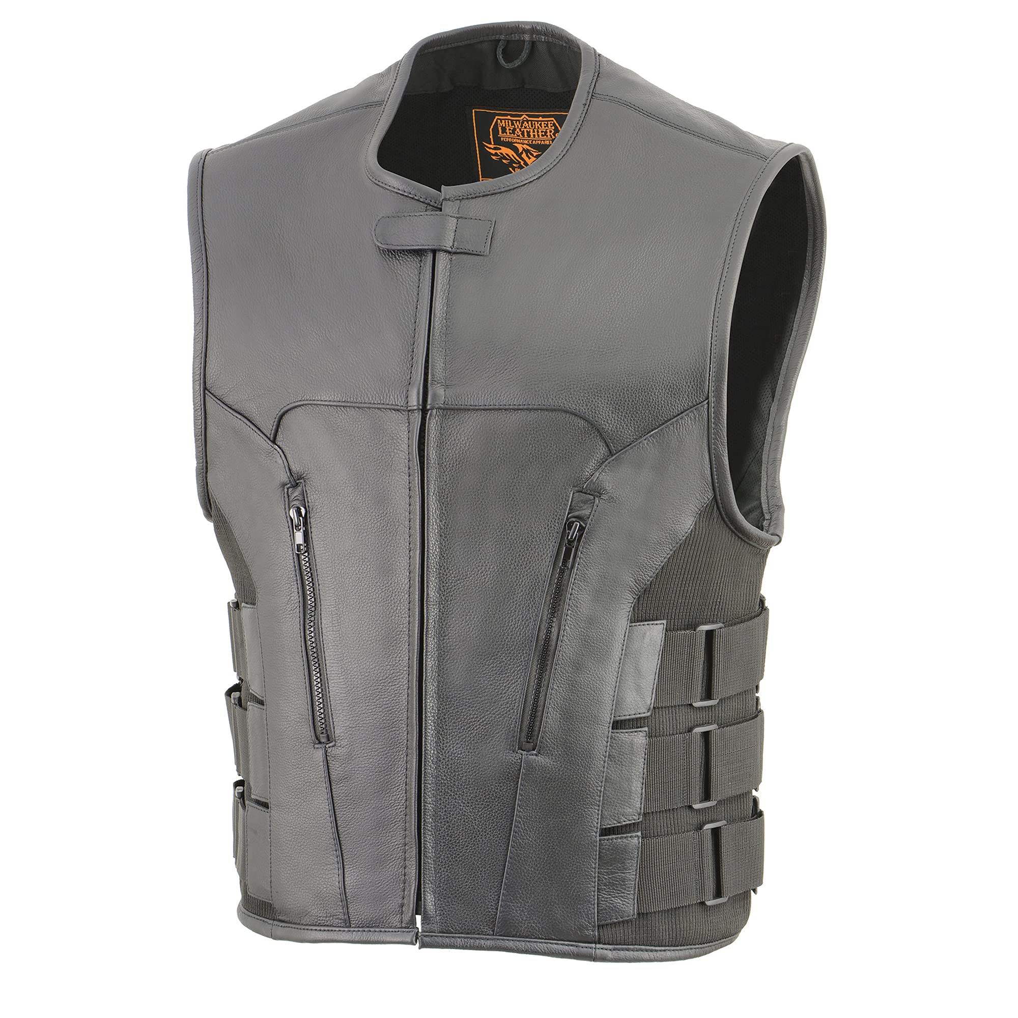 Milwaukee Leather SWAT Style Zipper Front Vest for Men - Medium Size | Tactical Motorcycle Riding & Outdoor Adventure Gear