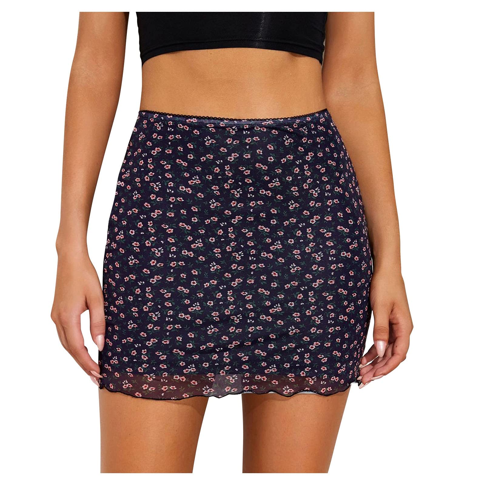 Sobeikre Women's Sexy Fashion Slim Wrap Skirt - High Waist Printed Bodycon Skirt for Butt Lifting (Navy, Size L) | Perfect for Night Out, Club Wear & Date Night Outfits