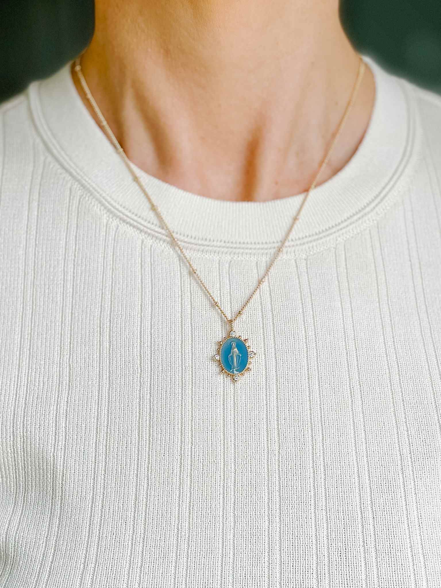 Lady Lourdes Necklace - Elegant French Blue Pendant for Women | Perfect for Daily Wear, Gifts & Special Occasions