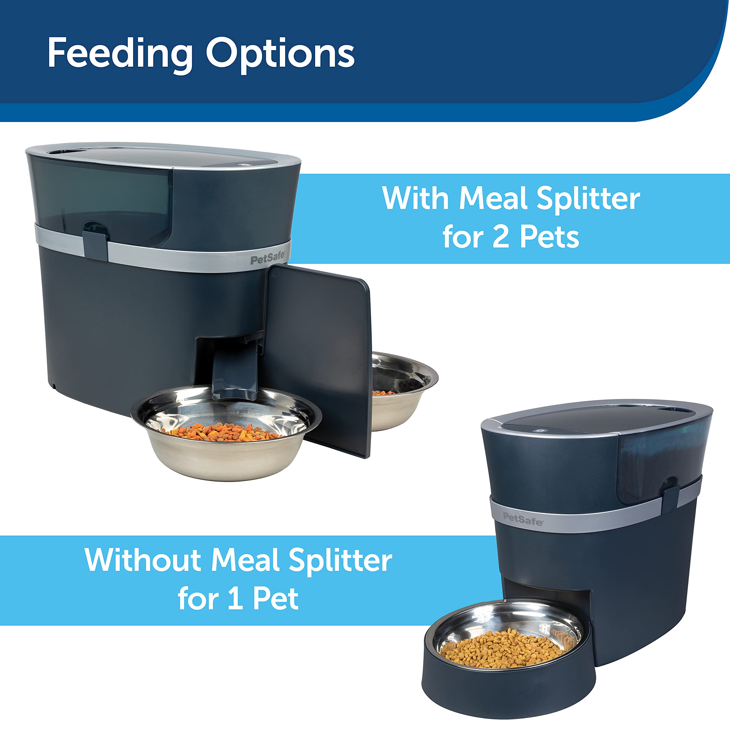 PetSafe Smart Feed Automatic Pet Feeder for Cats & Dogs - WiFi & App Controlled Programmable Food Dispenser with 2-Pet Meal Splitter - Customize Feeding Schedule - Works with Alexa - Perfect for Multi-Pet Homes & Busy Pet Owners