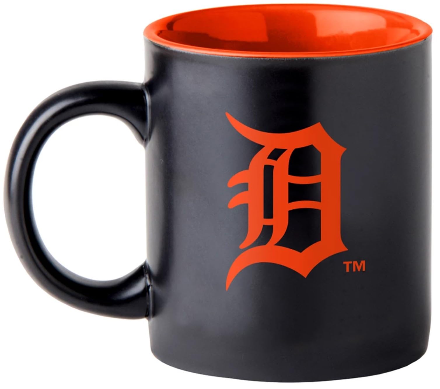 Boelter Brands Two-Toned Matte Black Coffee Mug with Detroit Tigers MLB Team Logo & Inner Team Color - Perfect for Home, Office & Gameday Coffee Drinking