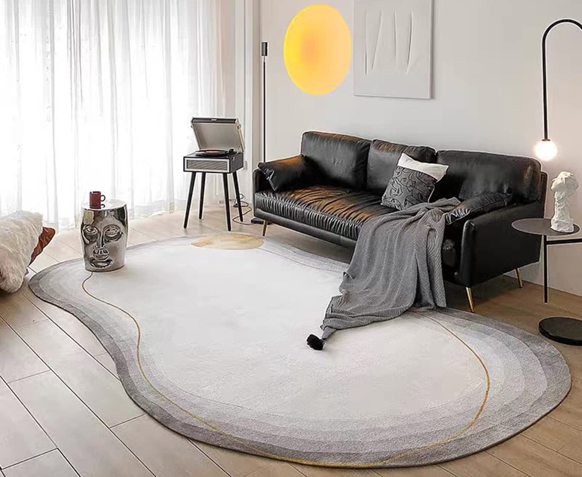 Soft High-Pile Washable 7x10 Oval Area Rug - Fuzzy Irregular Circle Carpet for Living Room, Dining Room, Bedroom & Laundry Room - Cozy Home Decor for Family Gatherings & Relaxation