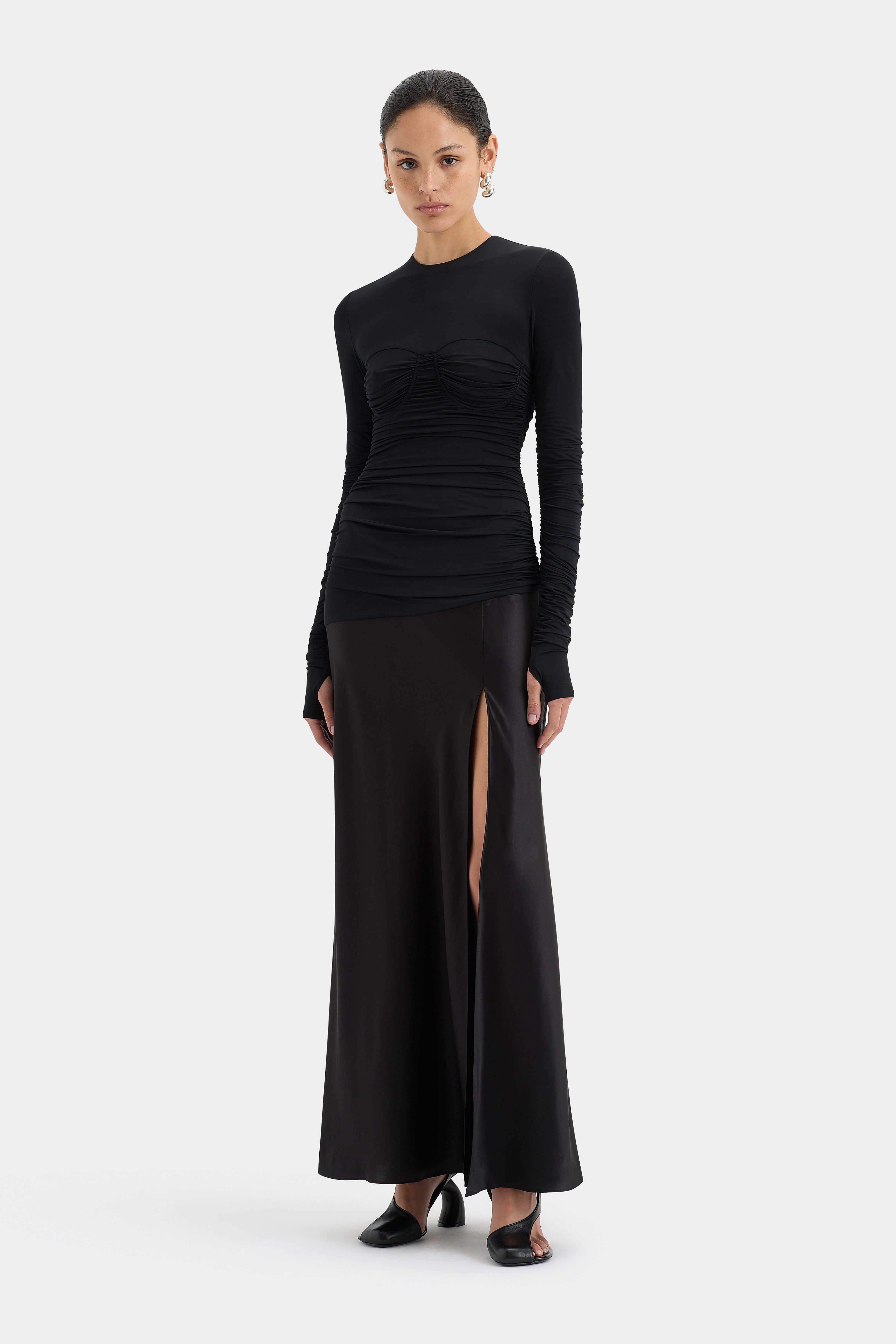 Alessia Elegant Draped Evening Gown for Women - Formal Dresses for Prom, Wedding, and Special Occasions