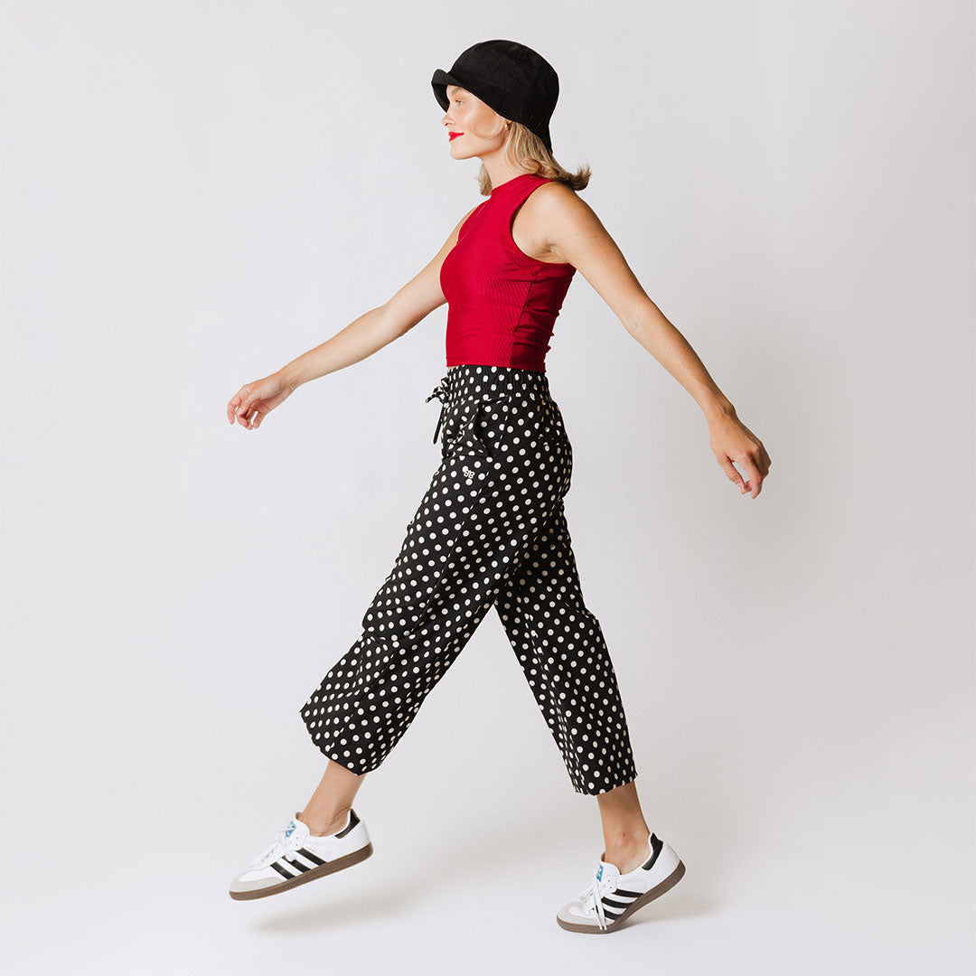 Audrey Wide Leg Pants for Women - Black Polka Dot High Waisted Palazzo Trousers | Office Wear, Casual Outfits & Summer Fashion