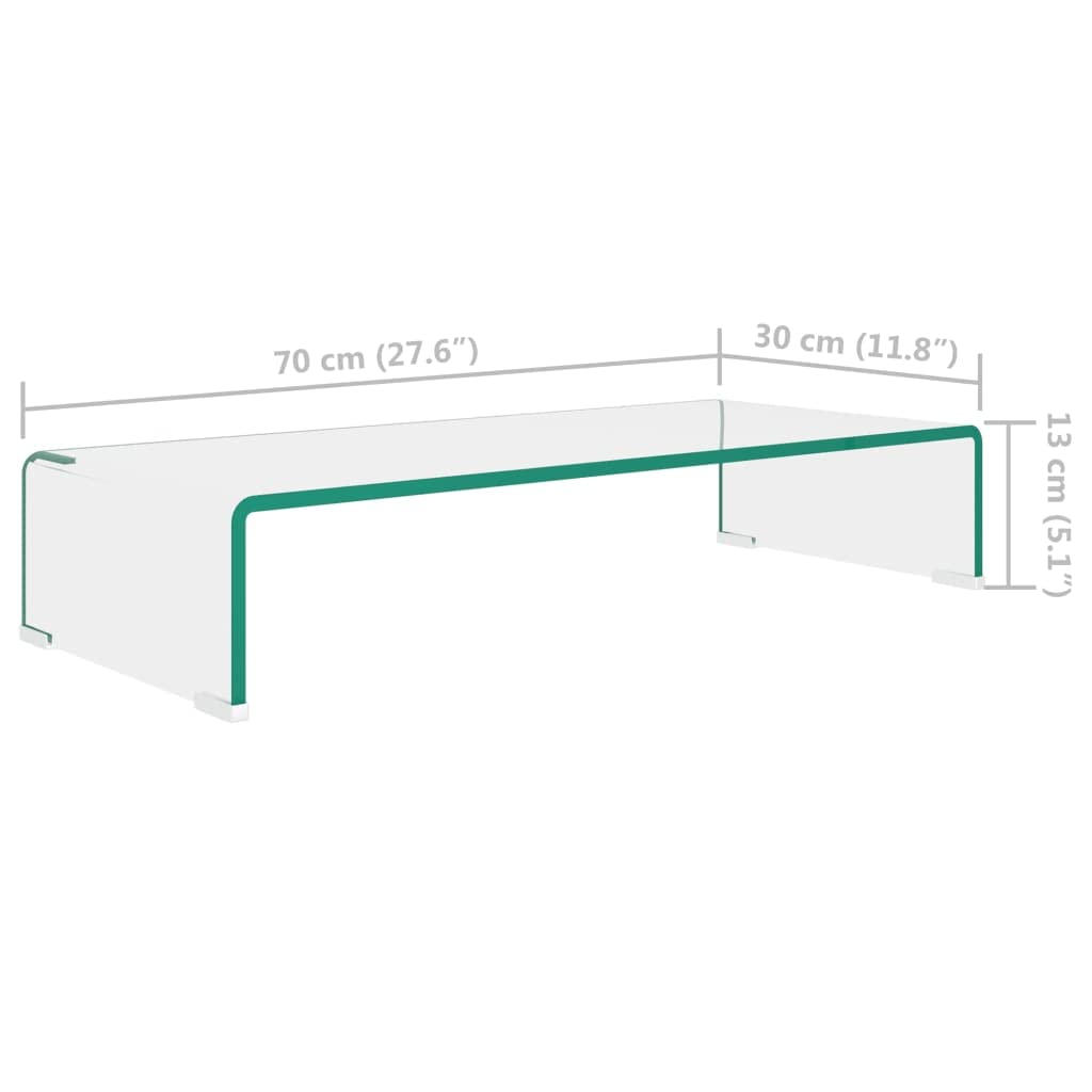 Clear Glass TV Stand/Monitor Riser - 27.6