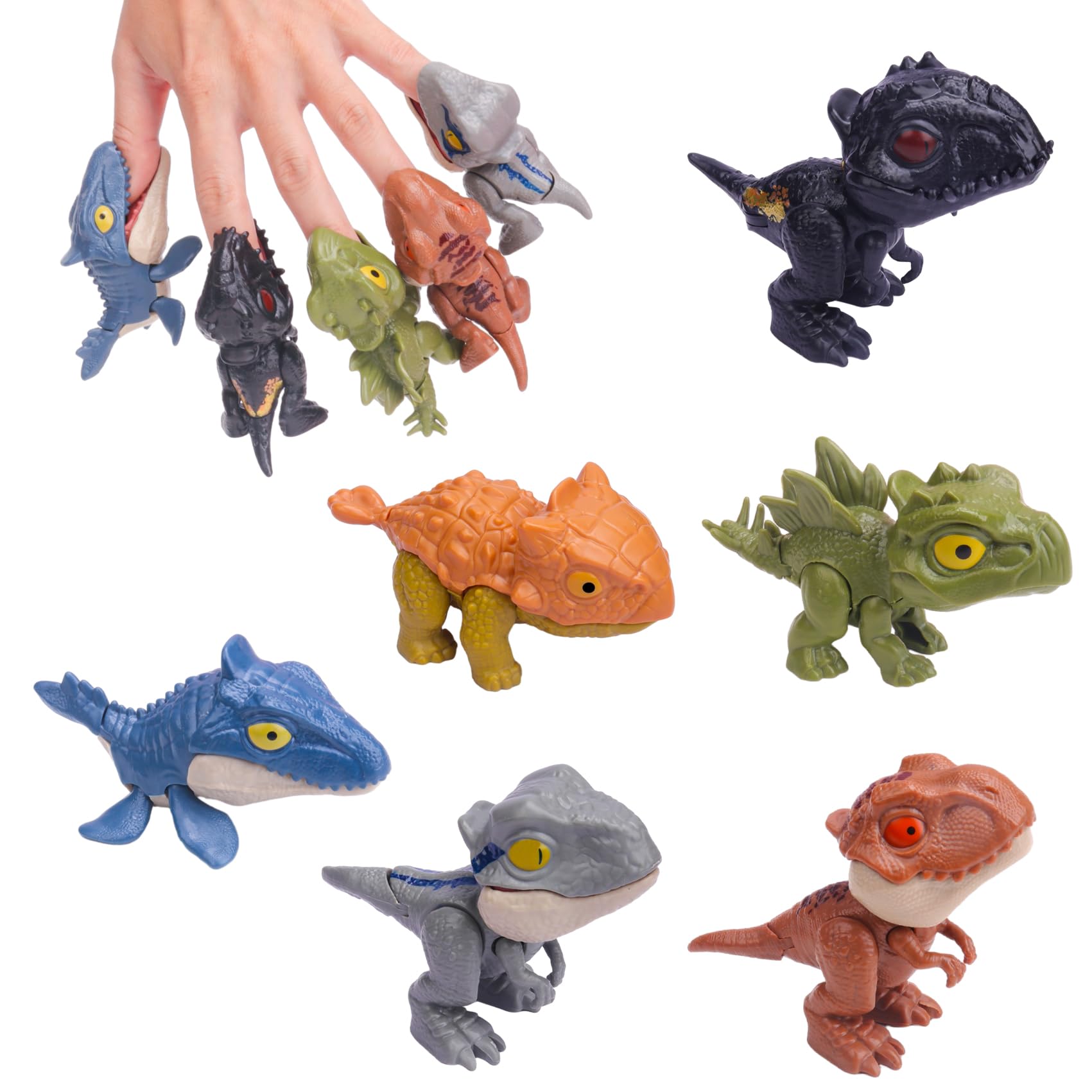 6 Pack Dinosaur Action Figures with Movable Jaws - Snap Squad Dino Toys for Kids Ages 3+ - Realistic Dinosaur Figures for Pretend Play, Learning & Collecting - Perfect Gift for Halloween, Easter, Christmas, Birthday & Thanksgiving