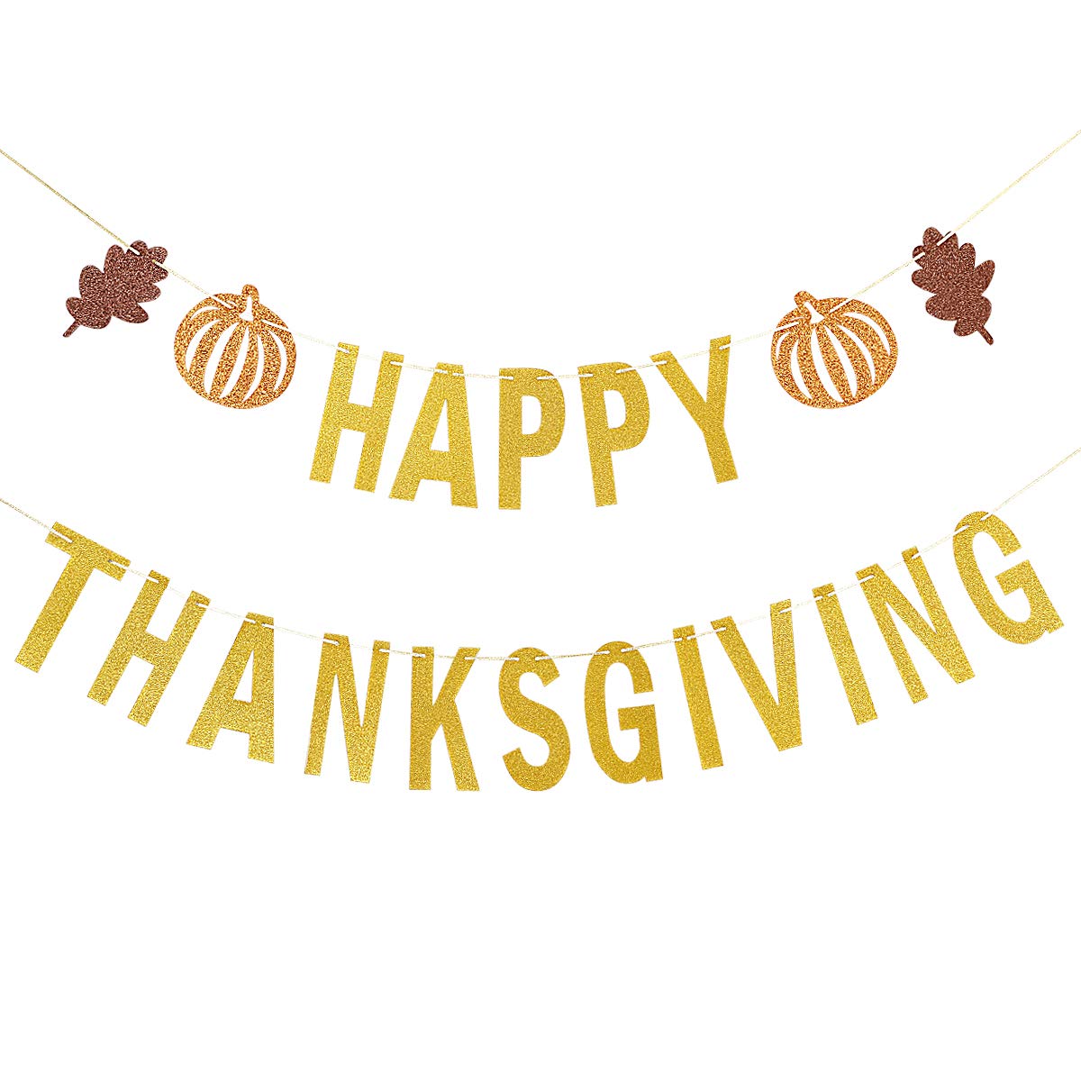 Gold Happy Thanksgiving Party Banner - Elegant Friendsgiving Decorations for Home, Office & Festive Gatherings