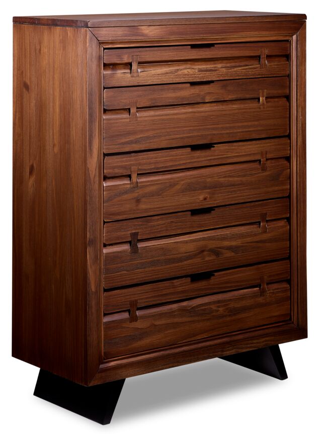 Rustic Brown Camila 5-Drawer Chest - Solid Wood Bedroom Dresser for Storage & Organization | Perfect for Master Bedroom, Guest Room & Nursery