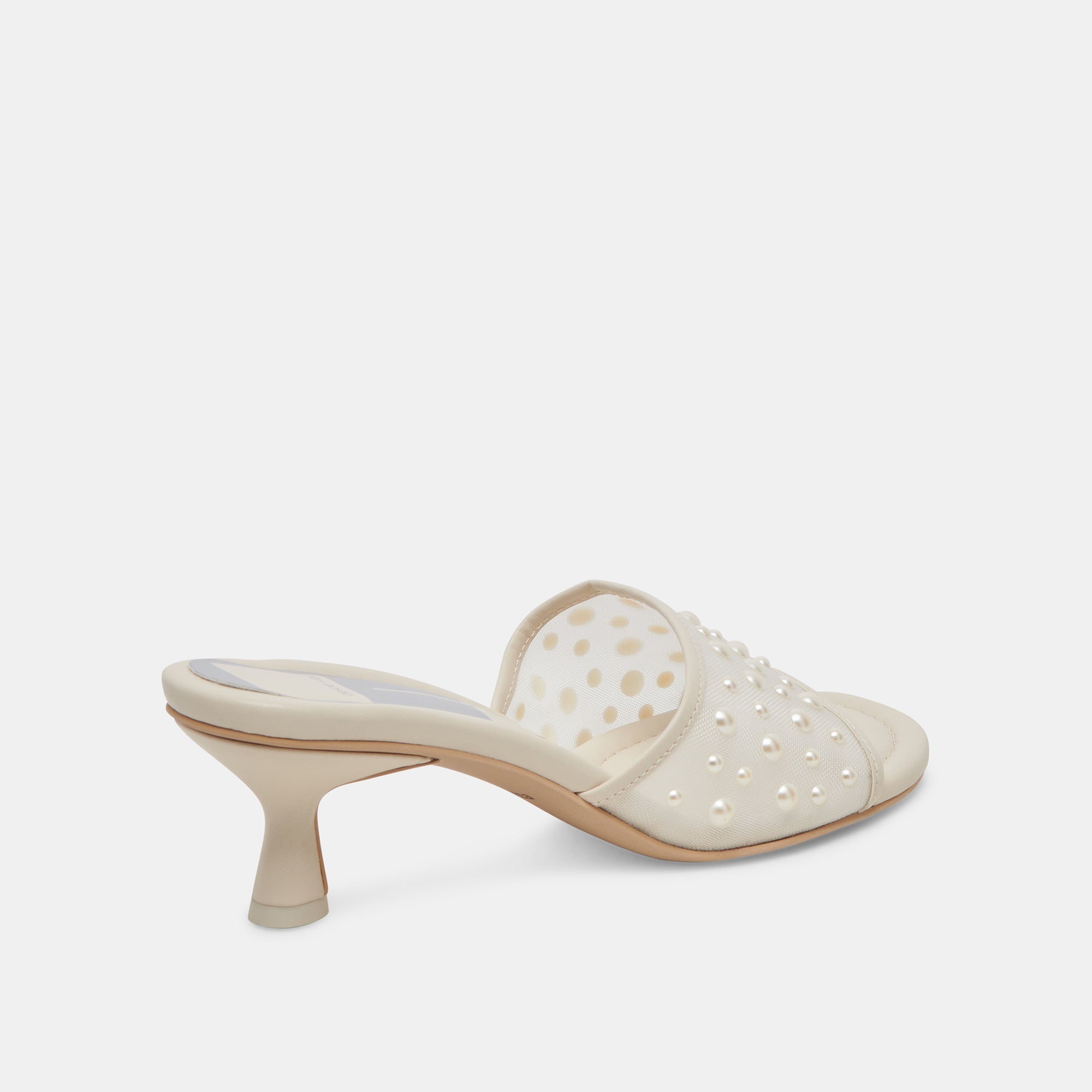 MEEZA PEARL HEELS IVORY MESH - Elegant Women's High Heels for Weddings, Parties & Special Occasions | Comfortable & Stylish Dress Shoes for Evening Events