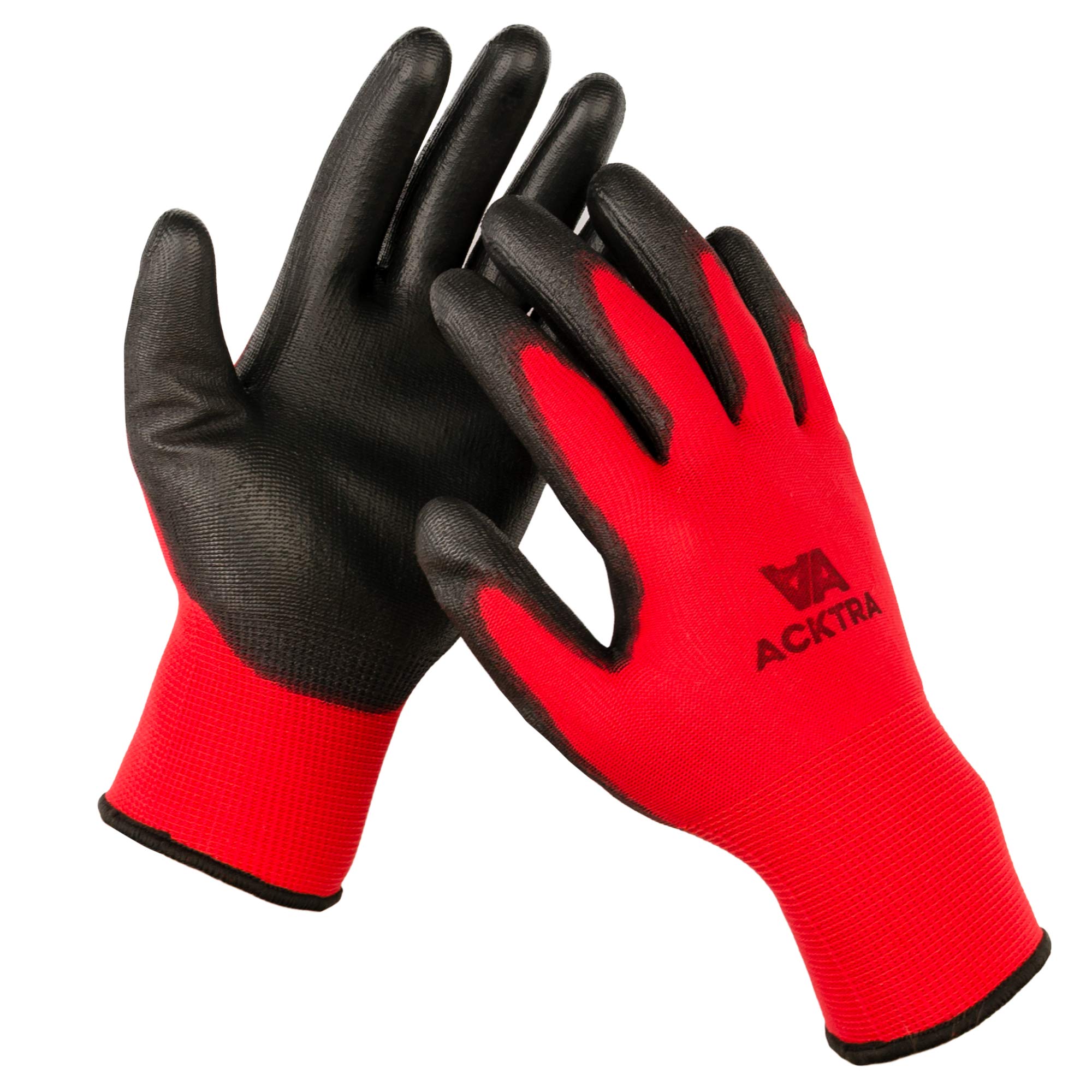 120 Pairs PU Coated Safety Work Gloves - Thin & Lightweight Polyester with Black Coating - EN388 3121X Certified - Multipurpose Unisex Gloves for Construction, Gardening, Warehouse & DIY Projects (Bulk Pack, X-Small)