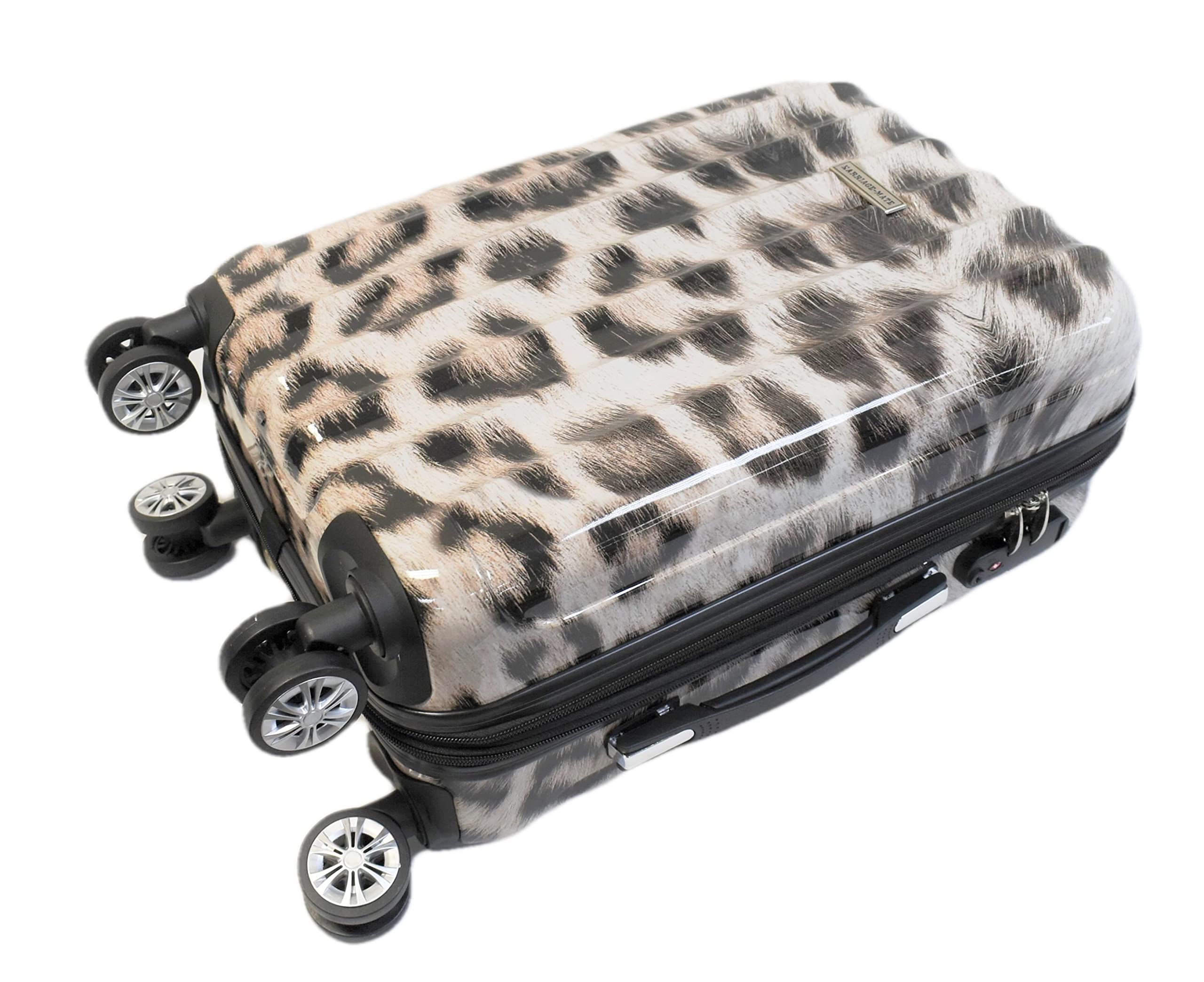 Durable Hardside Luggage Set with 360° Spinner Wheels, Expandable Design & TSA Lock - Cheetah Print | Perfect for Air Travel, Business Trips & Family Vacations