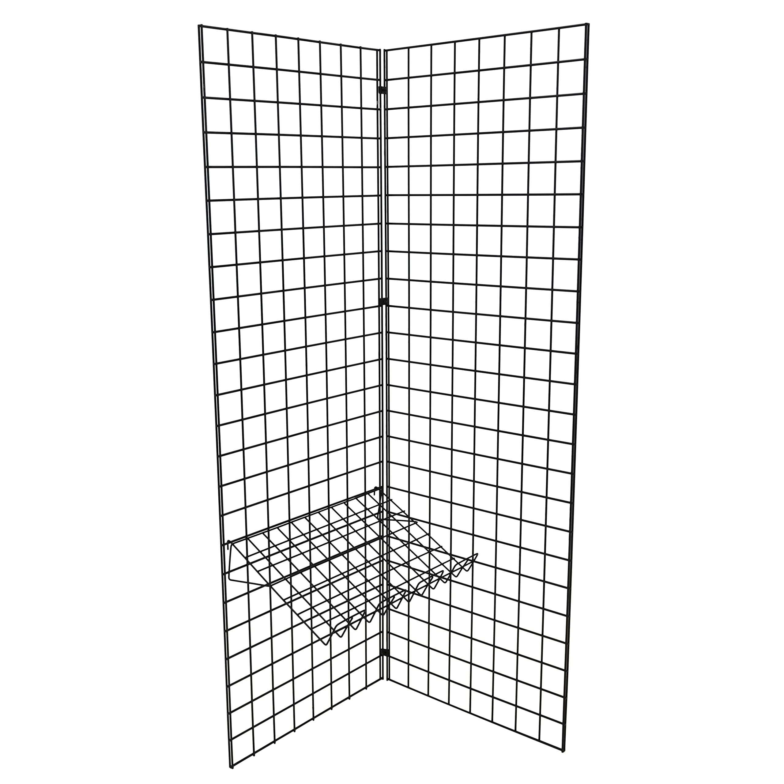 Slanted Metal Shelf with 3” High Front Lip for Grid-Wall & Grid-Panels - 22”W x 15”D, 1/4” Thick Steel Wire (6-Pack, Black) | Retail Display Shelving for Stores, Boutiques & Warehouse Organization