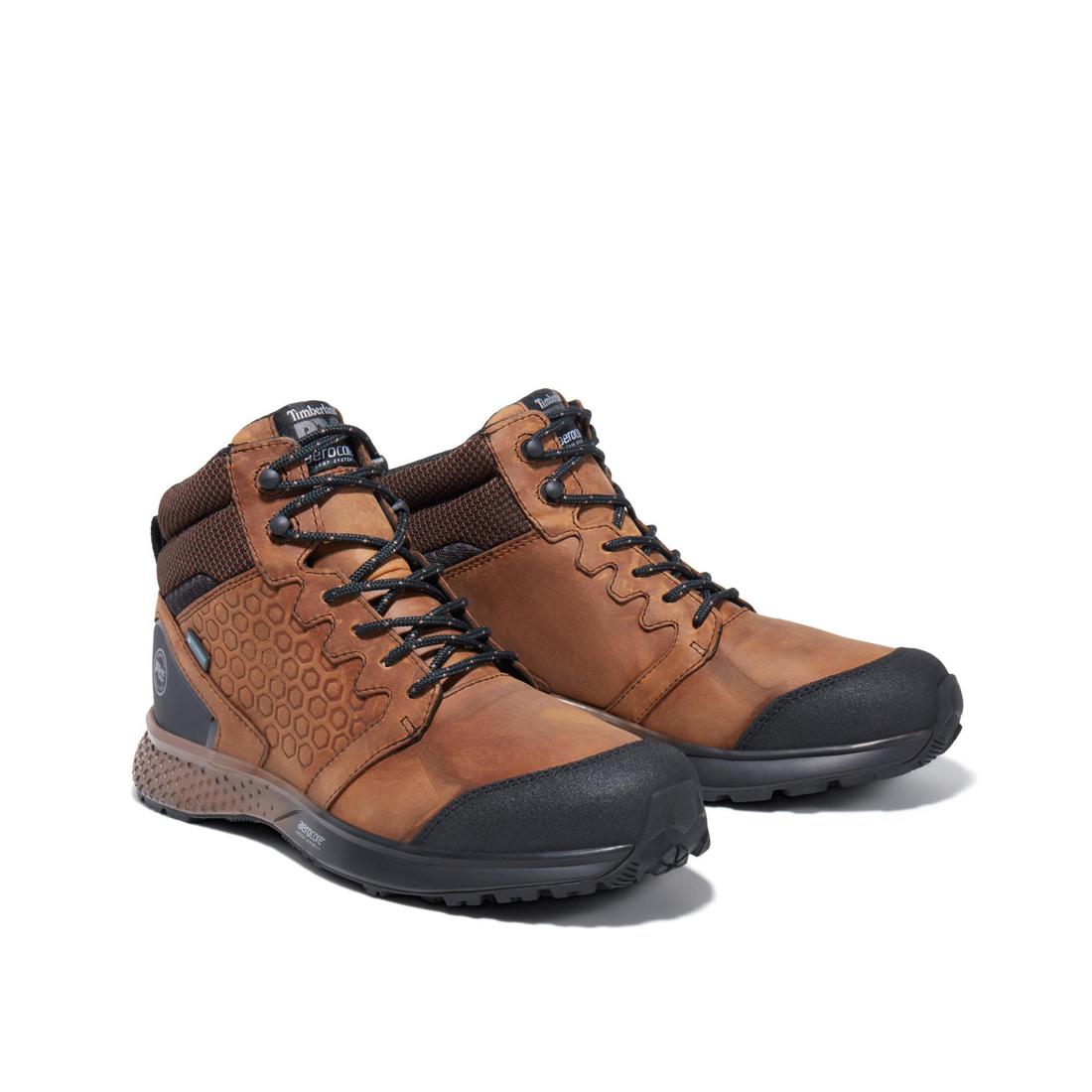 Reaxion Soft Toe Waterproof Work Boots for Men - Lightweight Brown Safety Shoes for Construction, Hiking & Outdoor Activities