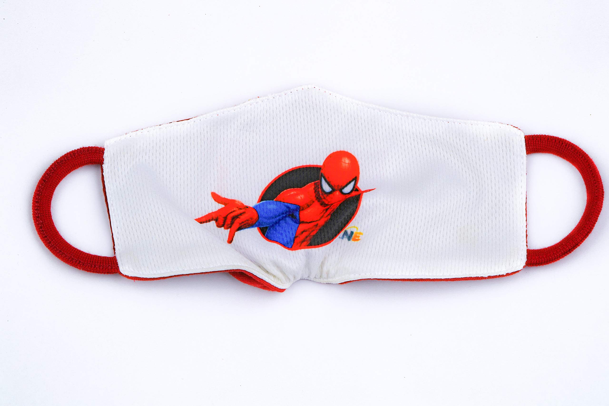 SK ORGANIC Soft Cotton Face Mask for Kids (Pack of 2) - Spiderman & Minnie Mouse Design, 2-Layered Breathable Fabric, Comfortable for Ages 5-9 - Perfect for School, Playdates & Outdoor Activities