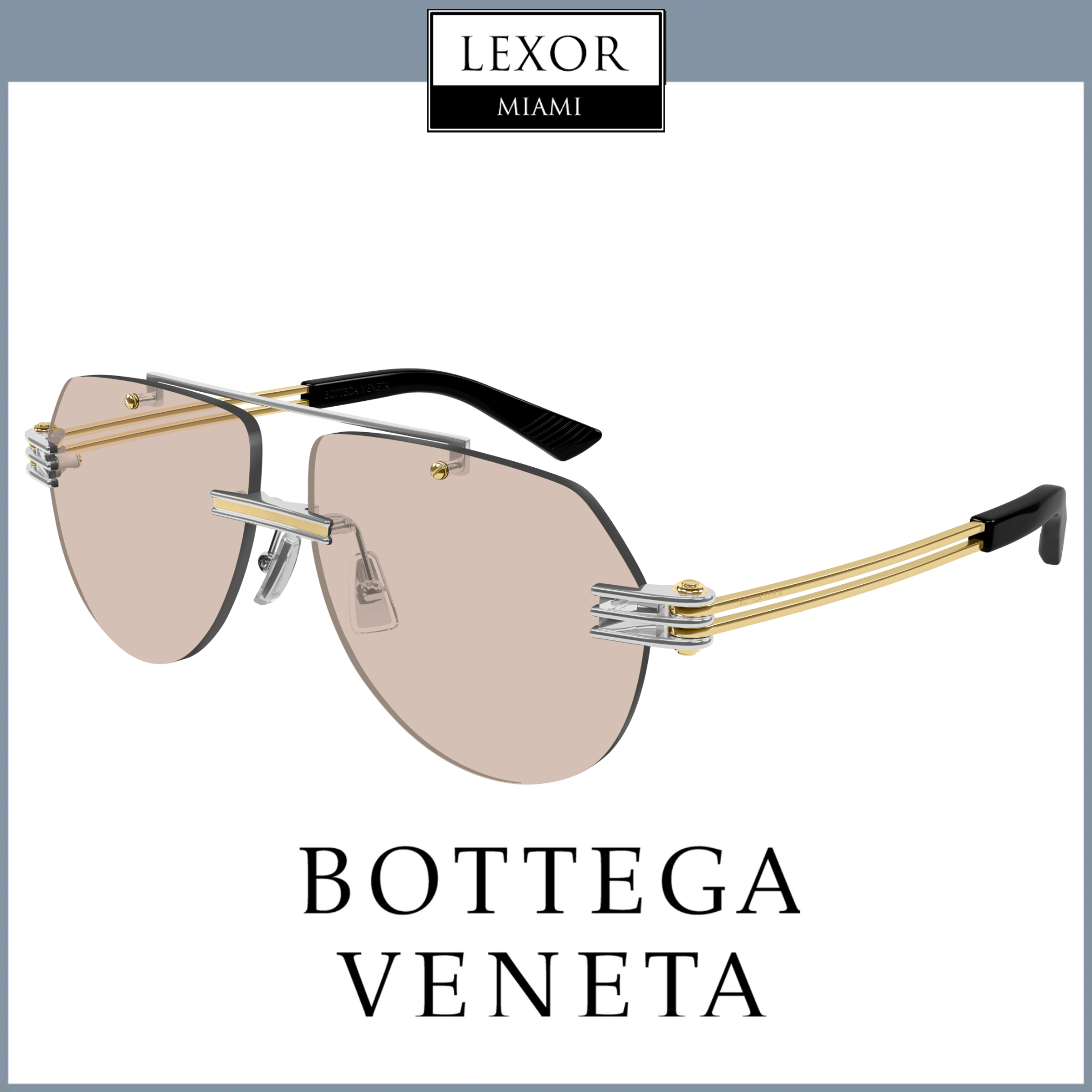 Bottega Veneta BV1342S 002 Unisex Metal Sunglasses 59mm - Premium UV Protection for Men & Women | Perfect for Beach, Driving & Outdoor Activities