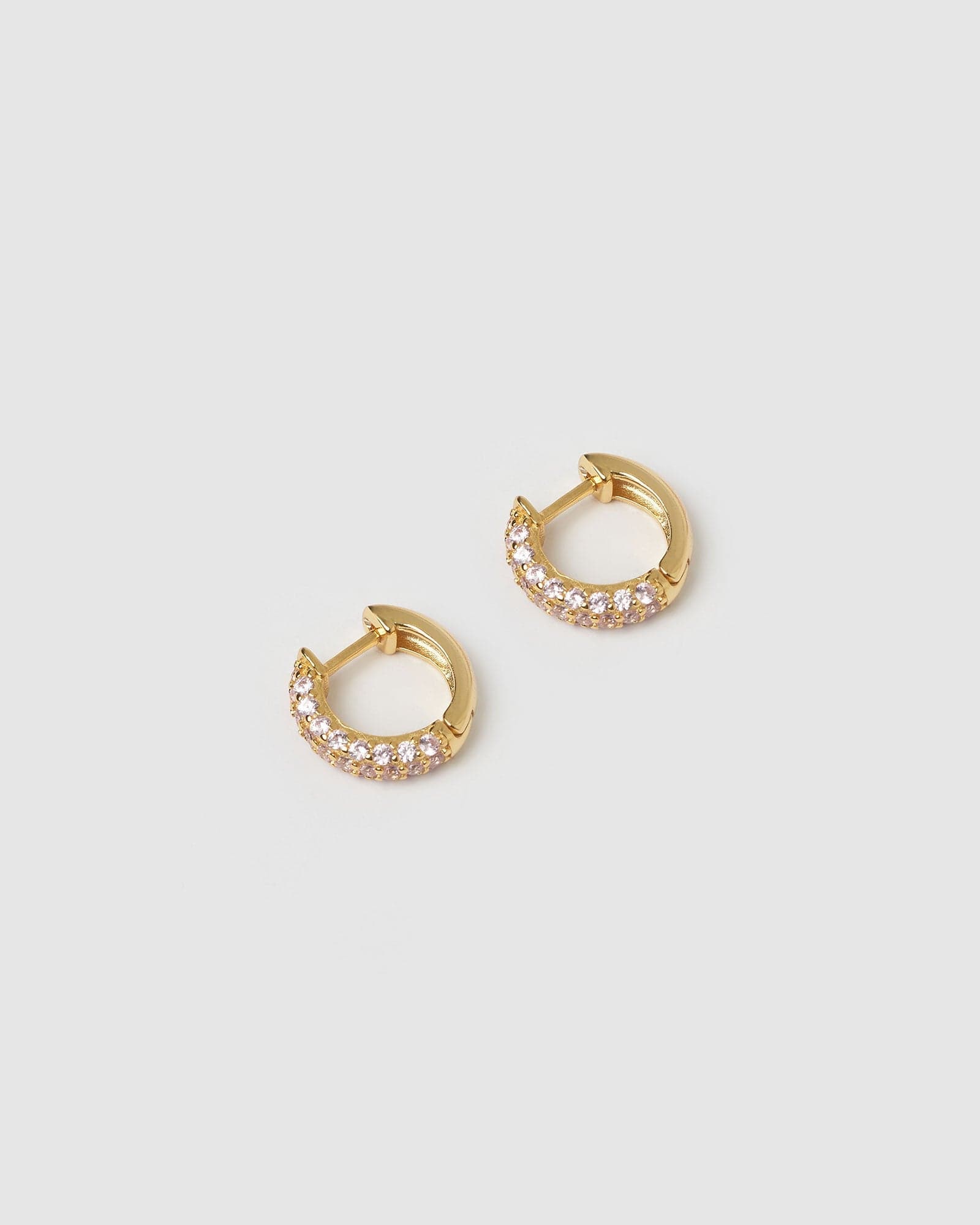 Izoa Mini Huggie Earrings - 14K Gold Plated Baby Pink Hoop Earrings for Women | Perfect for Everyday Wear, Date Night & Gifts