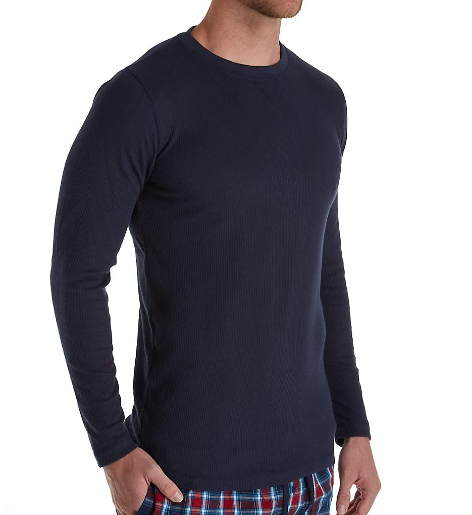 Hanes Big Men's Long Sleeve Sleep Waffle Top - Soft Sueded Bright Navy Thermal Shirt for Winter Nights & Lounge Wear (41595-7X)
