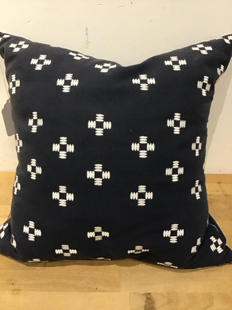 Navy Blue and White Stitched Pattern Decorative Throw Pillow - Soft Couch Pillow for Living Room, Bedroom, and Sofa