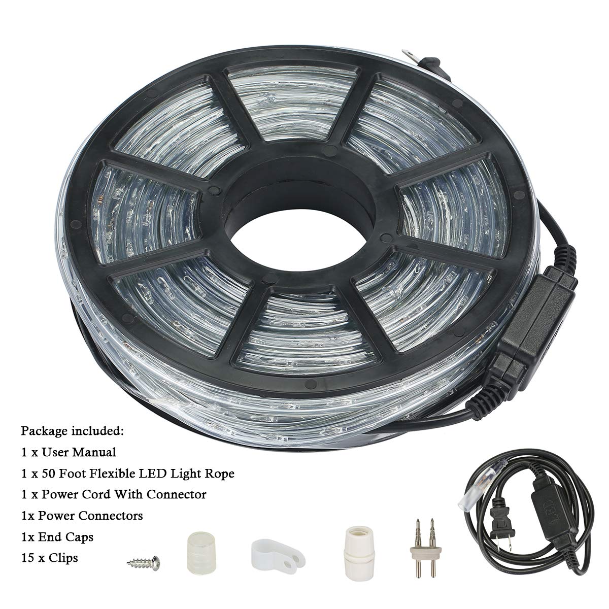 50ft Green LED Rope Lights Outdoor Waterproof, Super Bright Flexible LED Strip Lights for Garden, Patio, Landscape, Yard, Christmas, Party, Wedding, Bedroom Decor