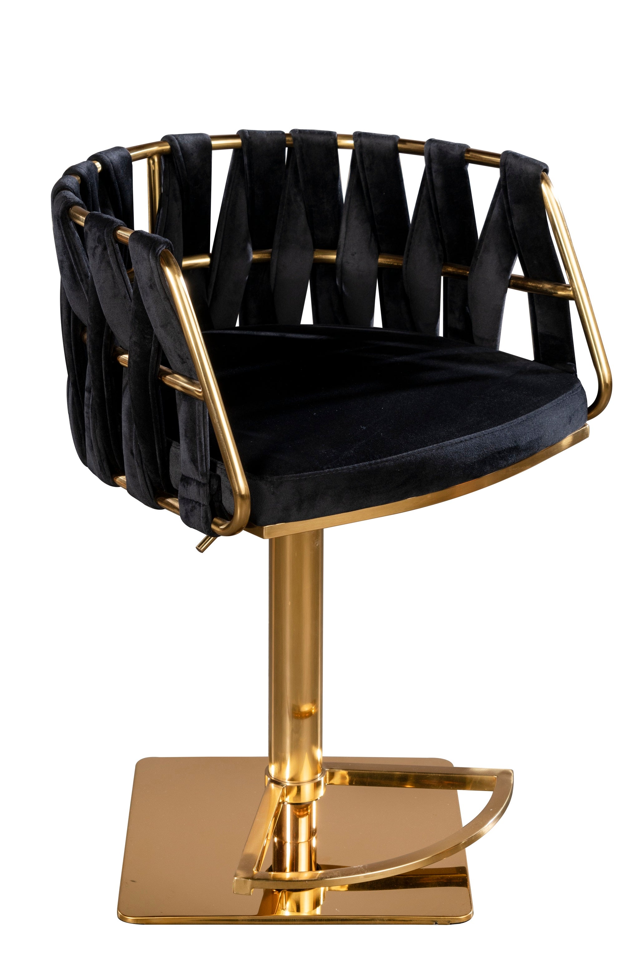 Milano Adjustable Swivel Bar Stool - Gold & Black Counter Height Chair for Kitchen Island, Breakfast Nook & Home Bar - Modern Swiveling Dining Stool with Comfortable Seat