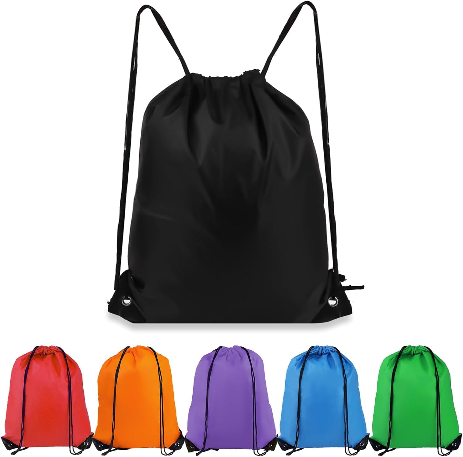 Premium Drawstring Backpack - 6 Pack Lightweight Sports Gym Bags for Travel, Swimming, Beach & Outdoor Activities | Breathable Mesh Shoulder Bags for Workout, Running, Yoga & School Essentials