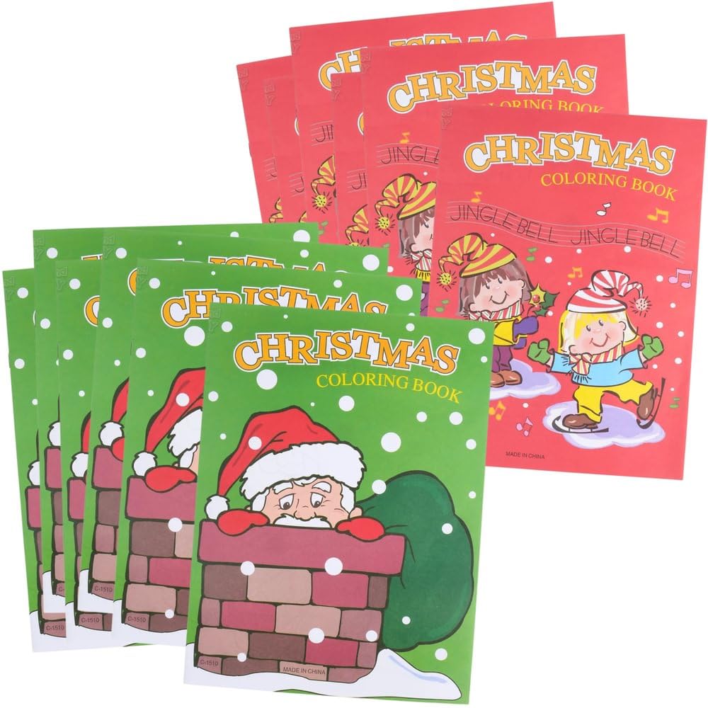 12 Pack Christmas Coloring Books for Kids & Adults - 6 Red & 6 Green Holiday Activity Books for Family Fun, Party Favors & Classroom Activities